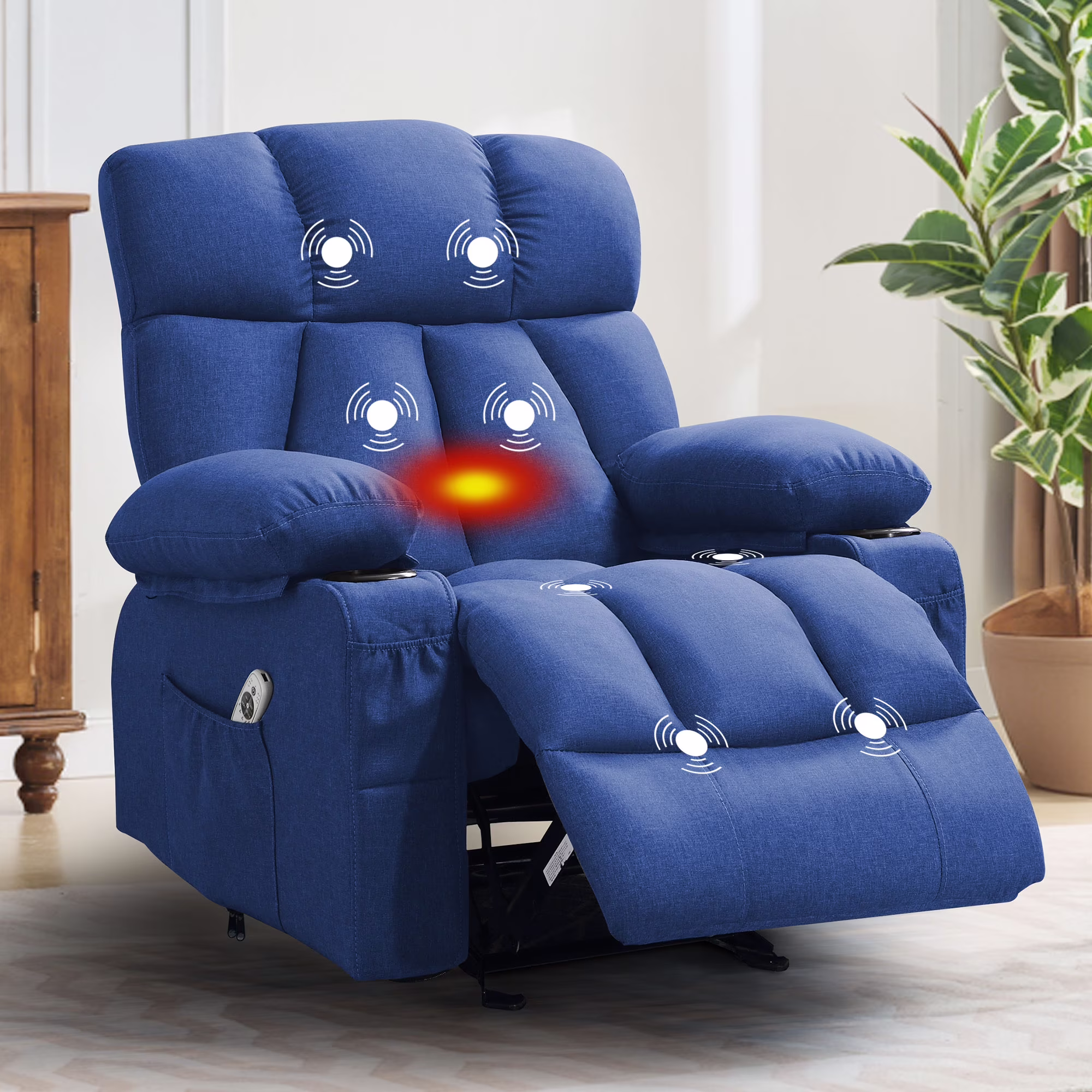 JONPONY Manual Recliner Chair with Heat Therapy and Massage Function, Heavy Duty Reclining Mechanism Massage Chair, Elderly Single Rocker Sofa with Cup Holders for Bedroom Home Theater,Grey - Image 22