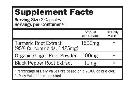 supplement facts serving size 2 capsules servings per container 90