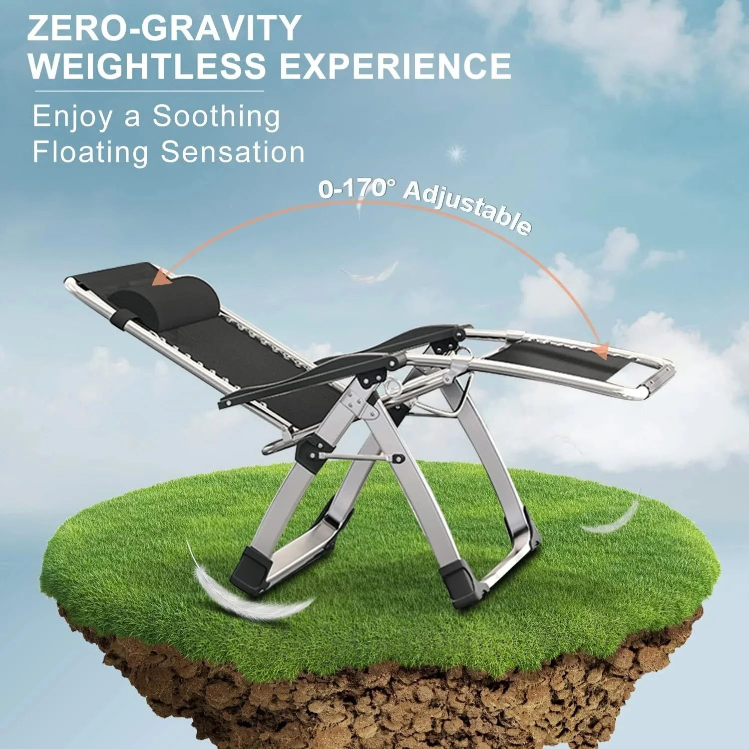 NAIZEA Zero Gravity Lawn Recliner Chairs, 2 Pack, Black - Image 23 NAIZEA Zero Gravity Lawn Recliner Chairs, 2 Pack, Black - Image 23