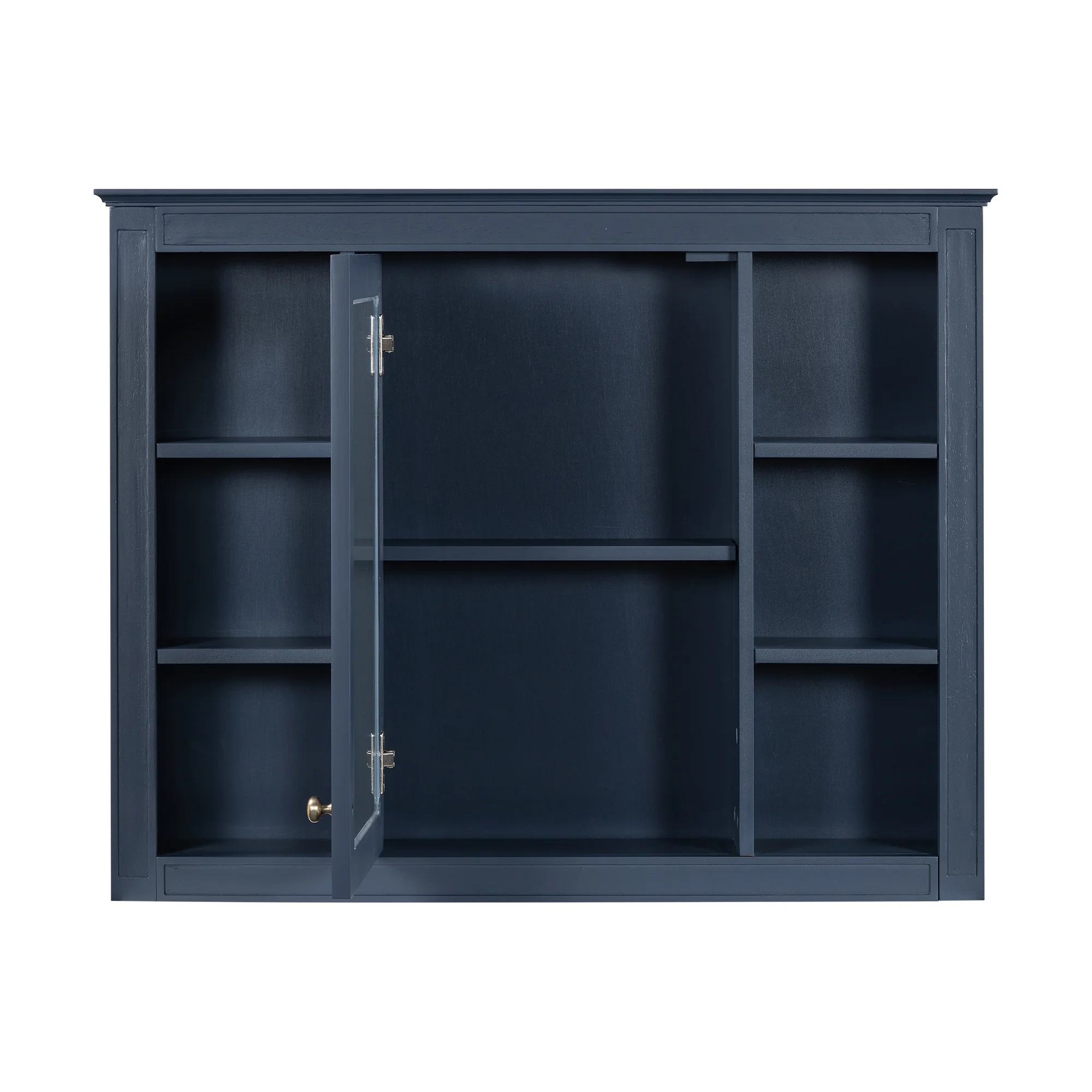 Furvclv Bathroom Wall Mirror Cabinet Modern Wall Mounted Cabinet Storage Organizer With Single Mirror Door 6 Open Shelves