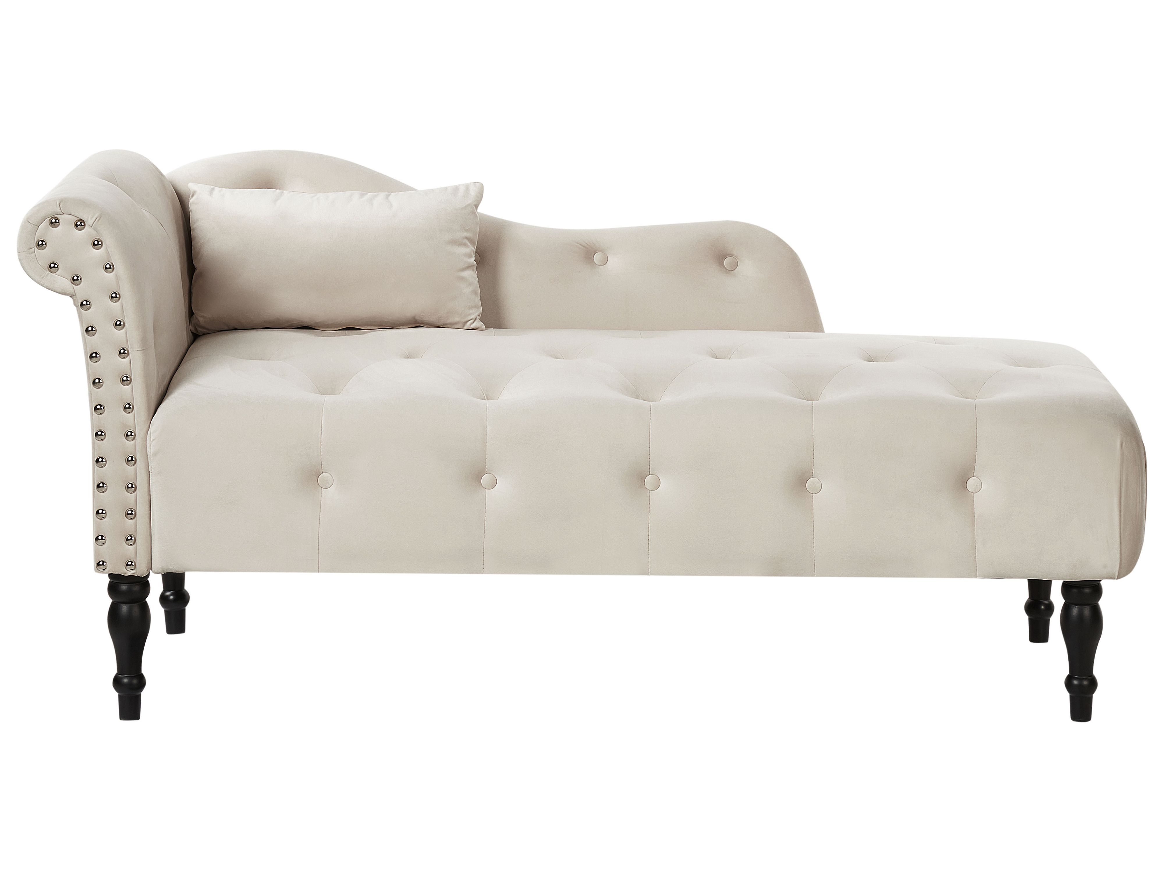 Left-Hand Chaise Lounge IVRY Velvet Light Beige