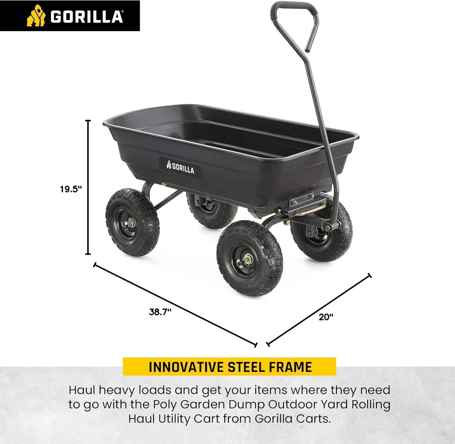 Gorilla Carts Utility Dump Wagon 6 Cubic Feet 1200 lb Capacity Black - GOR6PS - Image 26 Gorilla Carts Utility Dump Wagon 6 Cubic Feet 1200 lb Capacity Black - GOR6PS - Image 26