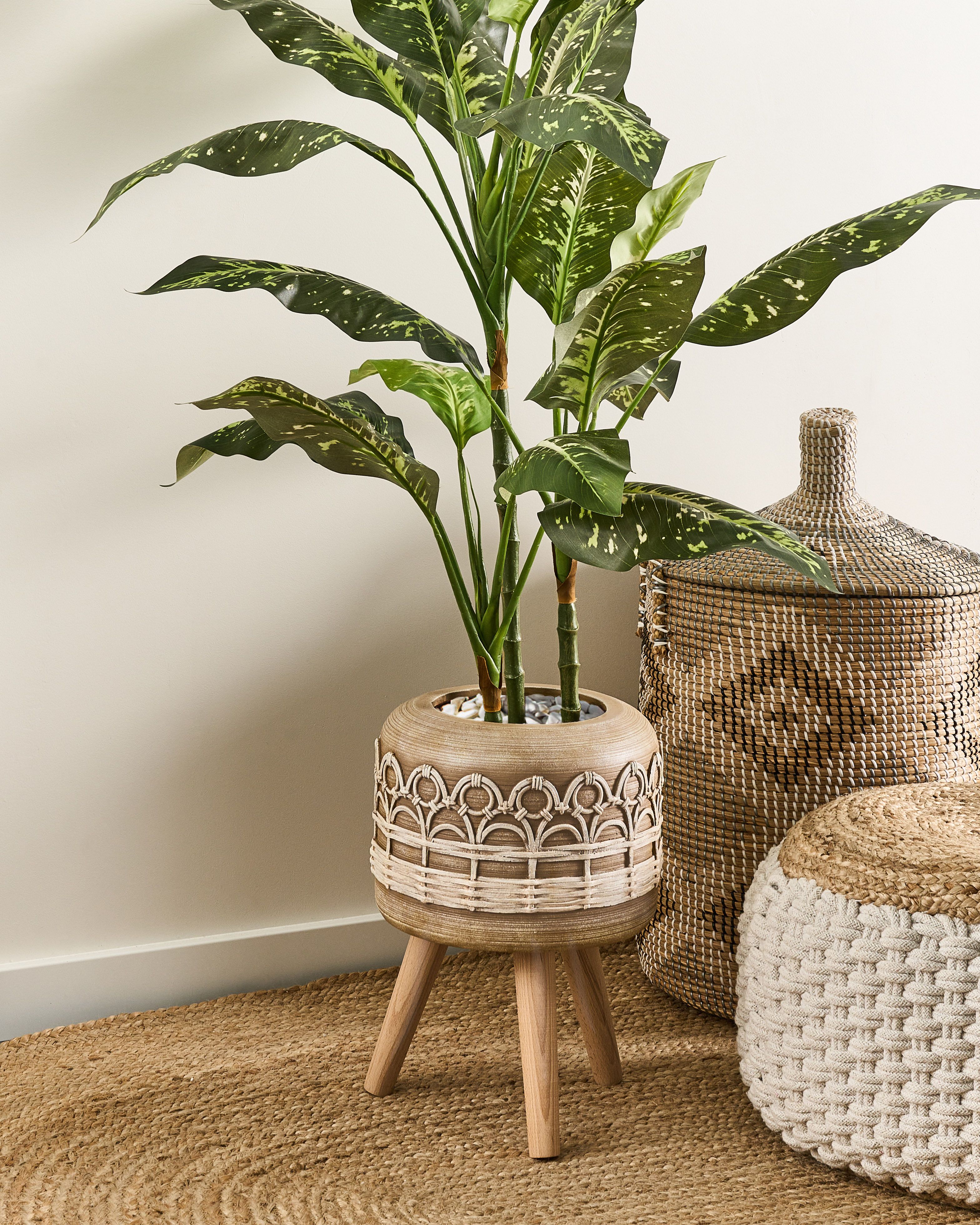 Elevated Plant Pot CYRTOMIUM 27 cm Light Brown