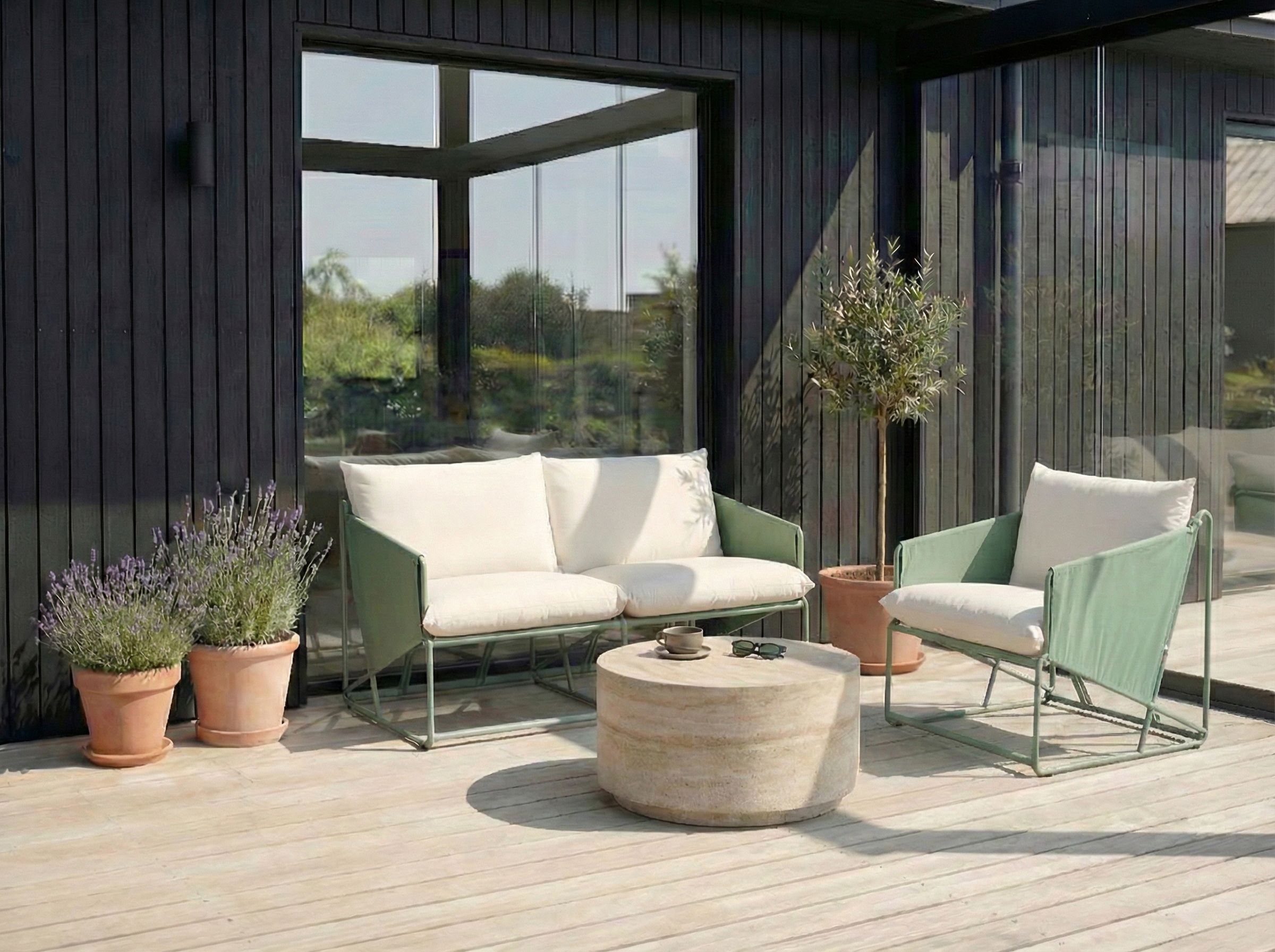 Garden Sofa Set 3 Seater PONTE Metal Green