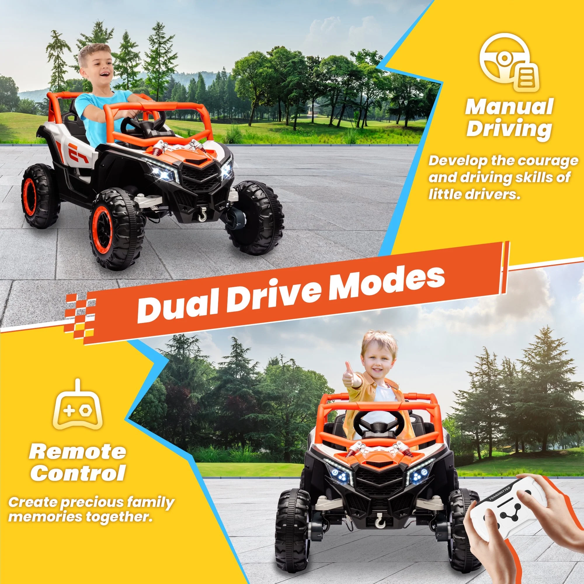 Joyracer 4WD 24 Volt Ride on Toys, 2 Seater Power Car wheels UTV with 800W Motors, Remote Control, Bluetooth Music, Spring Suspension, LED Light, Pink - Image 17