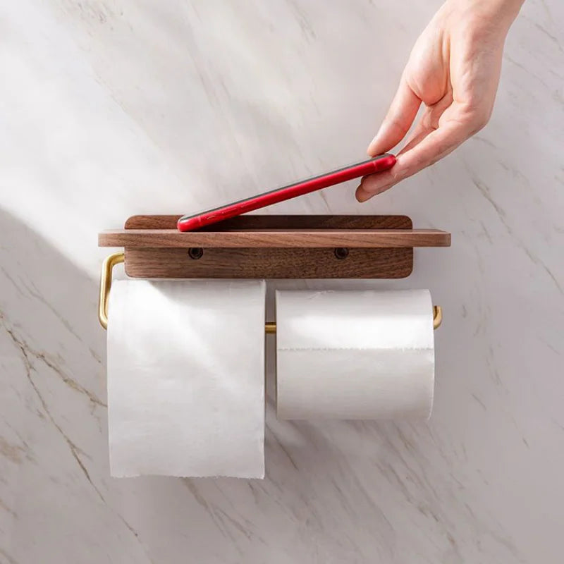 DecoRoll | Stijlvolle Rollenhouder met Houten Plankje