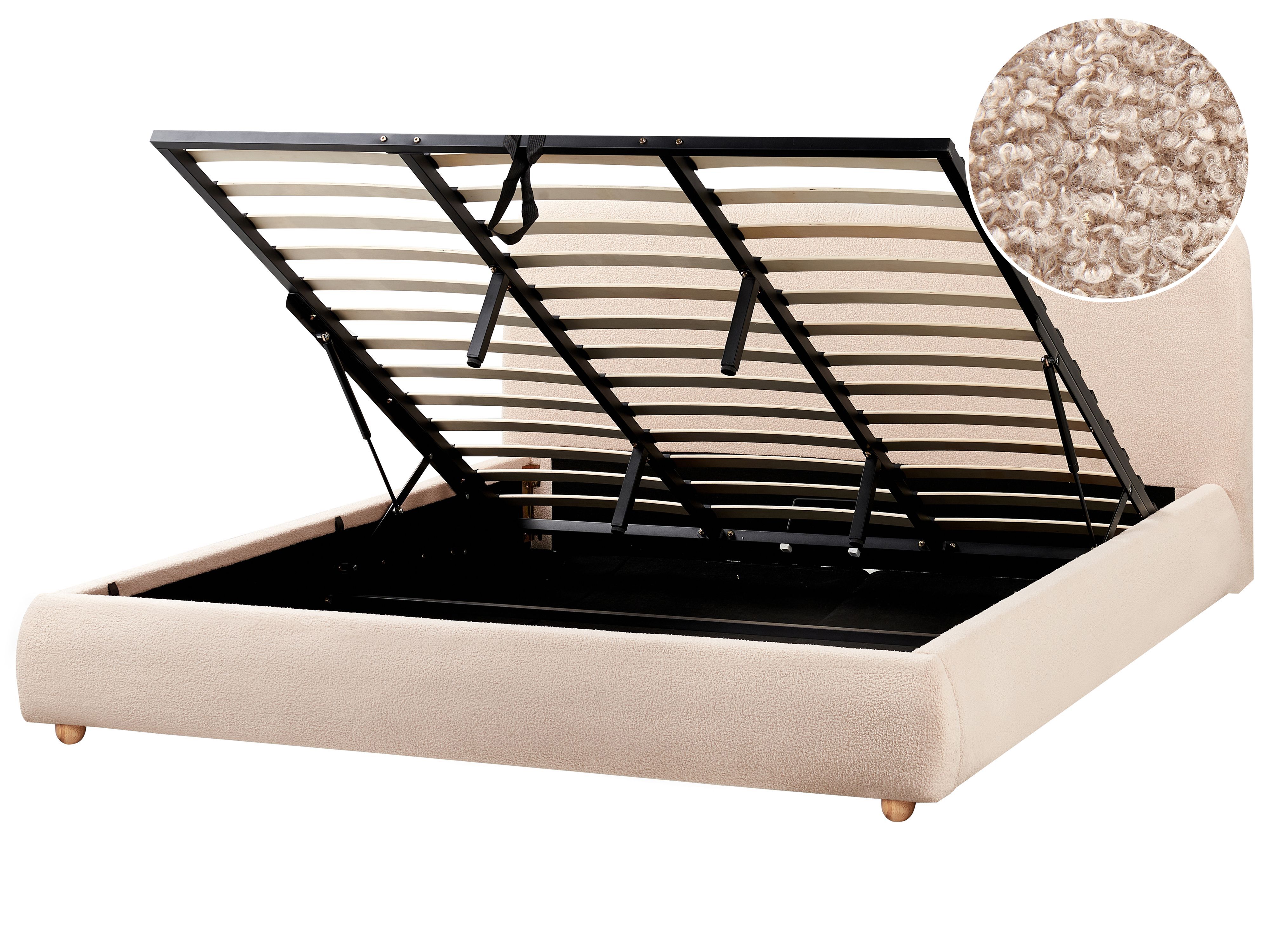 Ottoman Bed Boucle BLAGNAC 180 x 200 cm (EU Super King) Beige