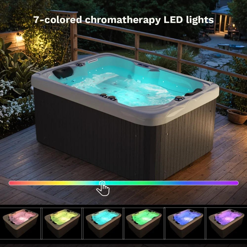 Patiowell 2 Person Home Spa Hot Tub for Outdoor, with 41pcs Massage Jets, LED lighting, Built-In Water Purification System, 900L, Black - Image 8