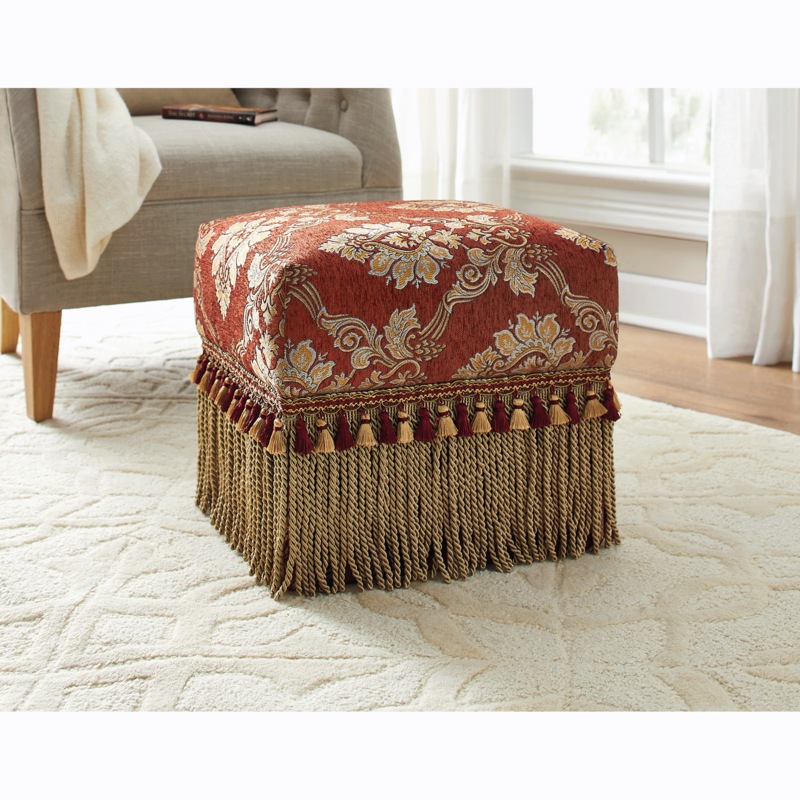 Firelight Fringe Ottoman - MIDNIGHT VELVET CATALOG