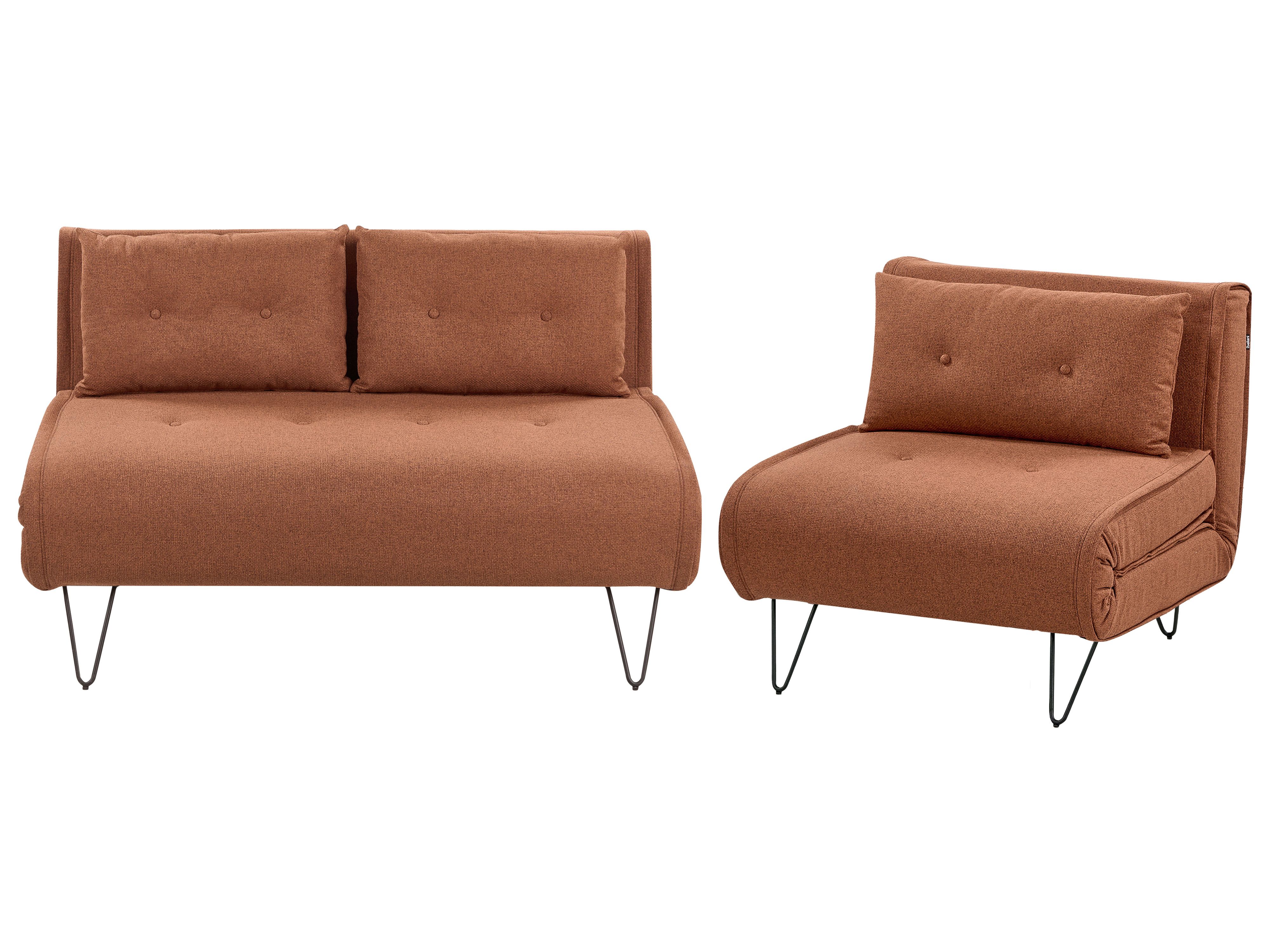 Living Room Set 3 Seater VESTFOLD Fabric Orange