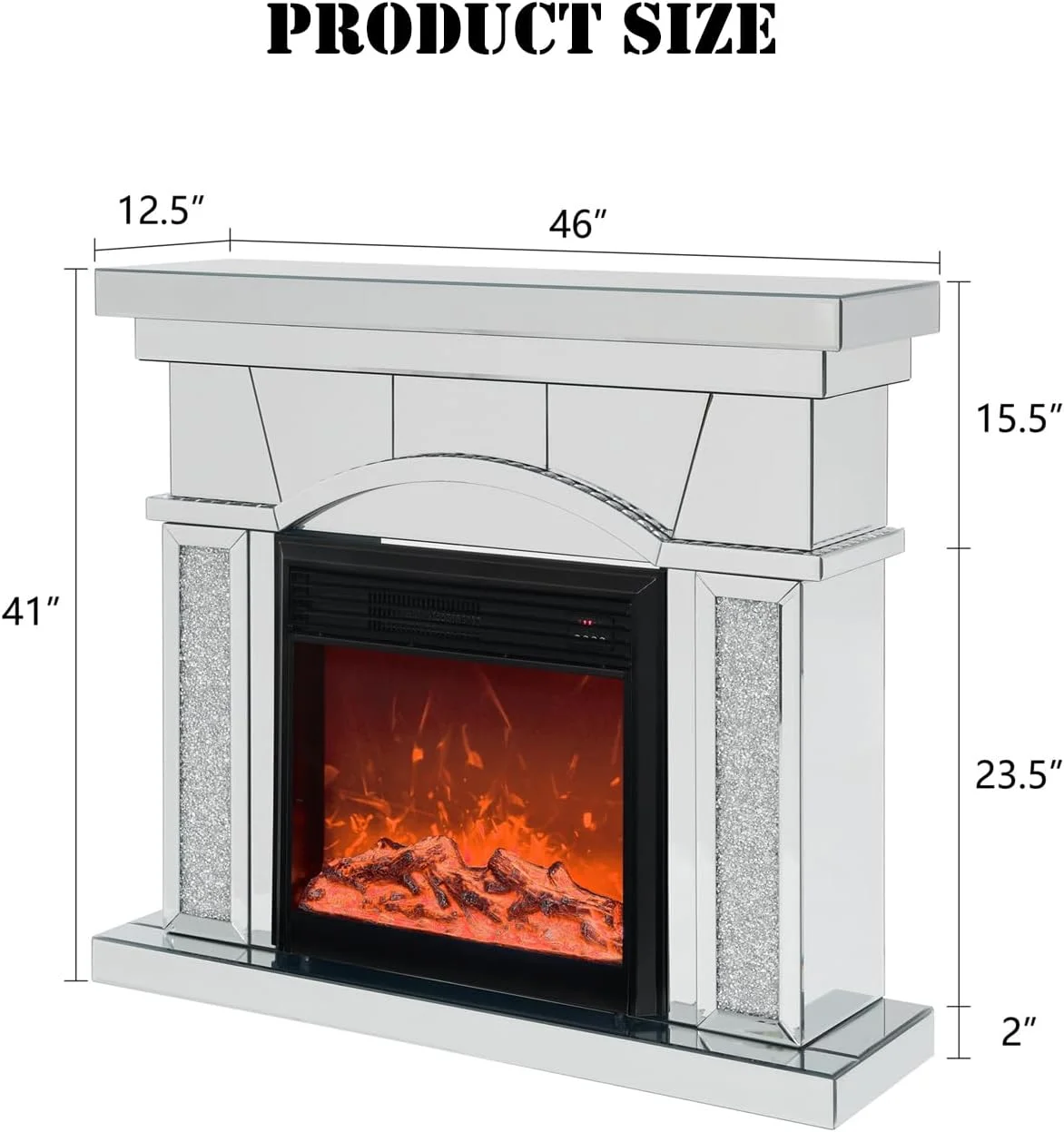 IKIFLY 47.24L x 41.33 H Mirrored Electric Fireplace - Image 24