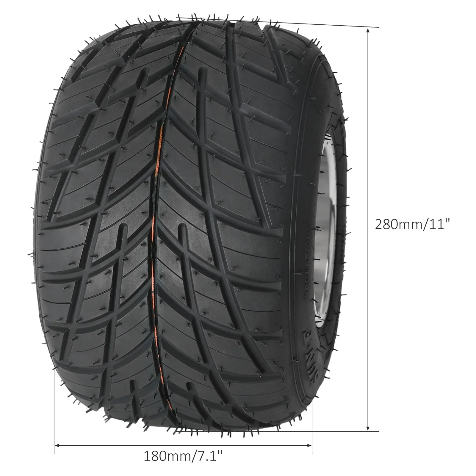 Set 4 Go Kart Tires and Rims, 10x4.50-5 Front Tubeless Tires Rims, 11x7.10-5 Rear Tires Rims, Go Cart Wheels and Tires Fit Bolt Pattern 58 mm with 3 Holes Drift Trike, Buggy Lawn Mower - Image 2