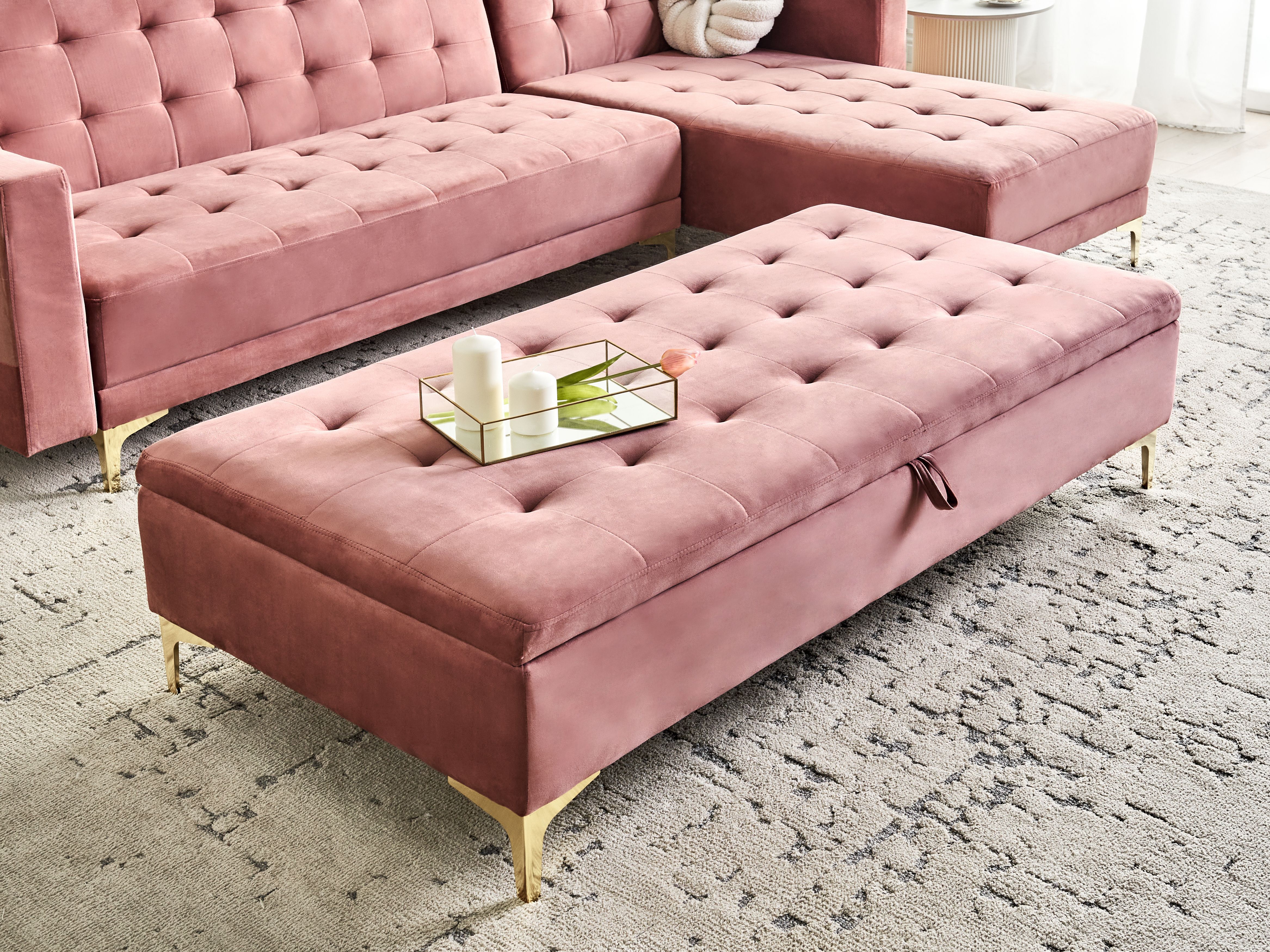 Storage Ottoman ABERDEEN Velvet Pink