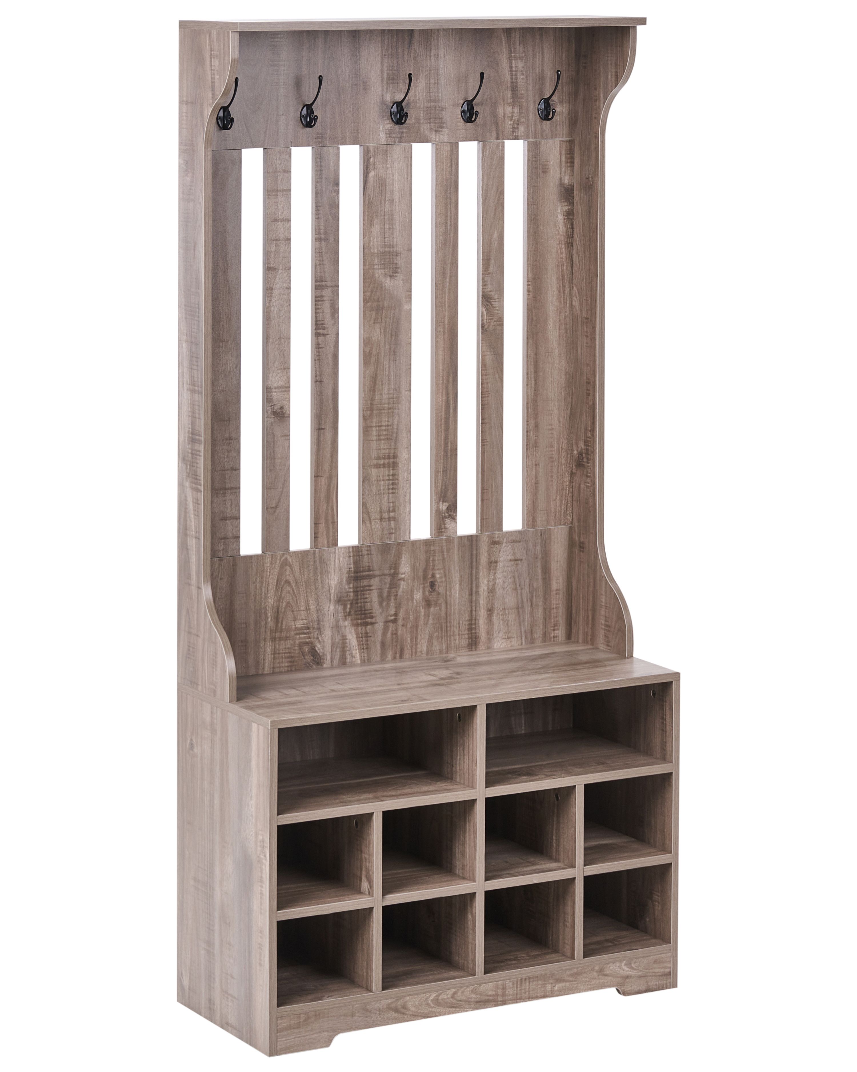 Shoe Storage with Coat Rack DENILIQUIM Dark Brown