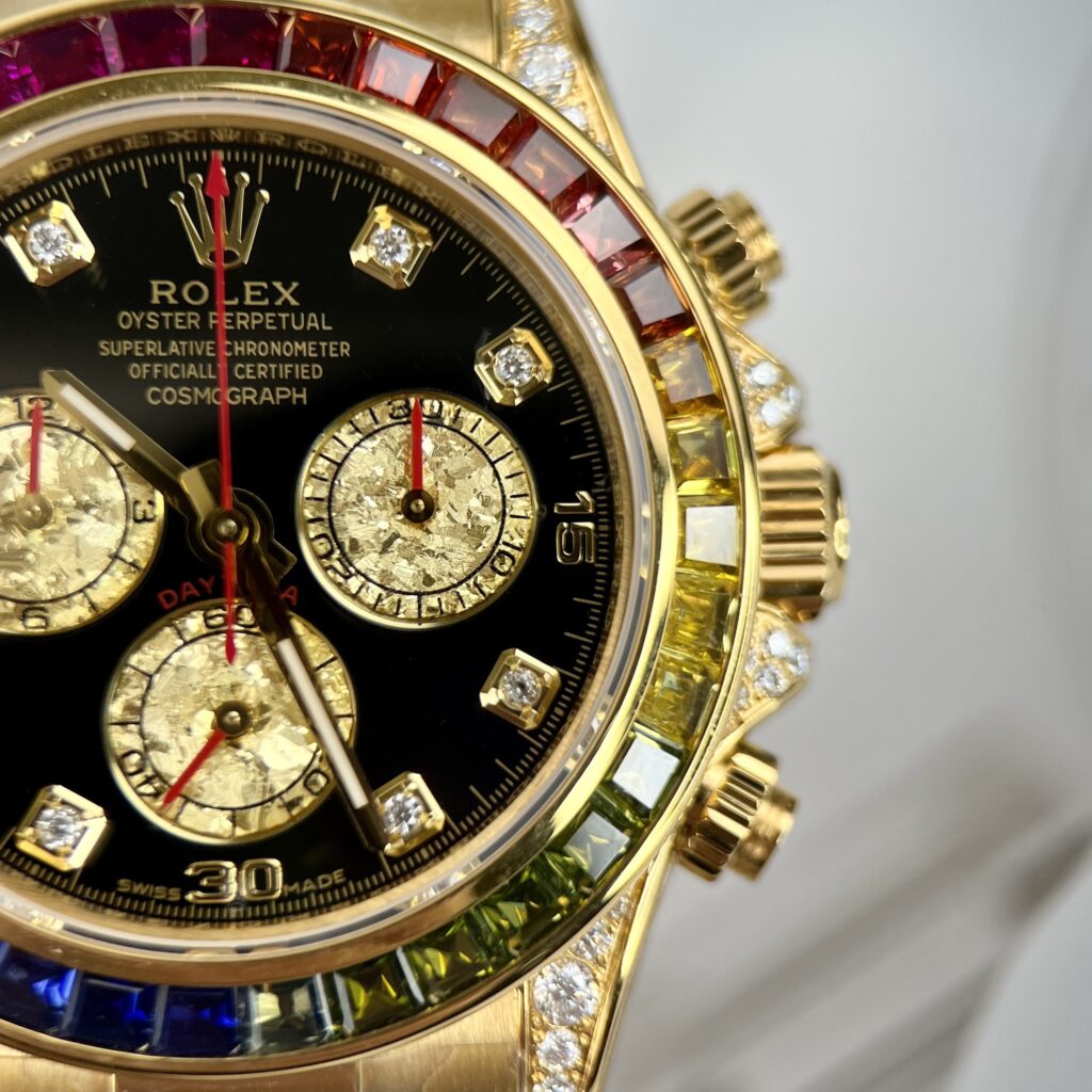 Rolex Best Replica Watch Daytona Rainbow Gold Wrapped And Moissanite Diamond Custom 40mm - Top club