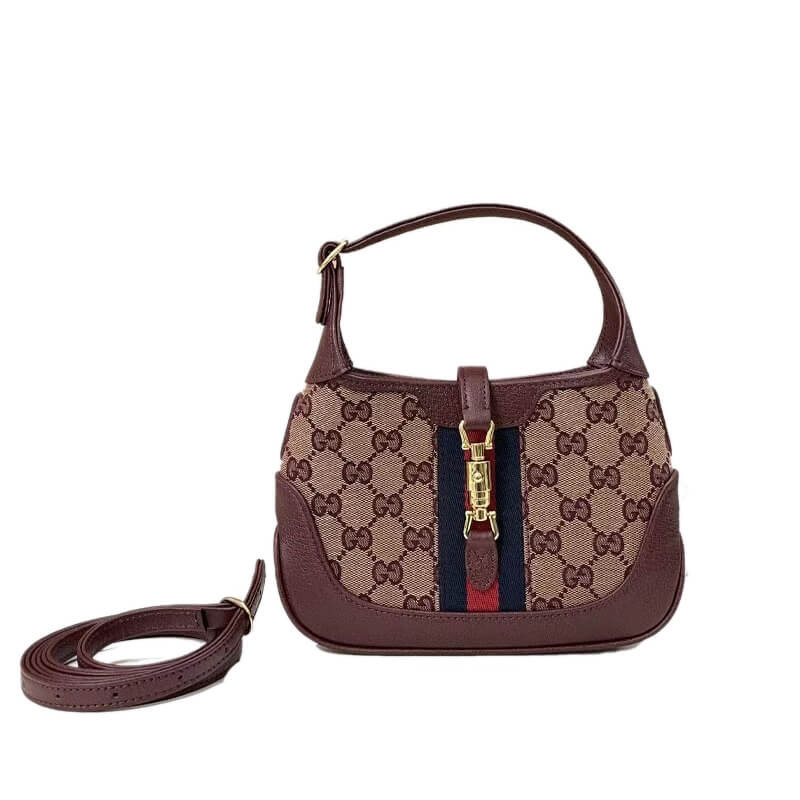 Replica Gucci Jackie 1961 Mini Shoulder Bag 637092 In Burgundy Gg Canvas1:1High-quality replica