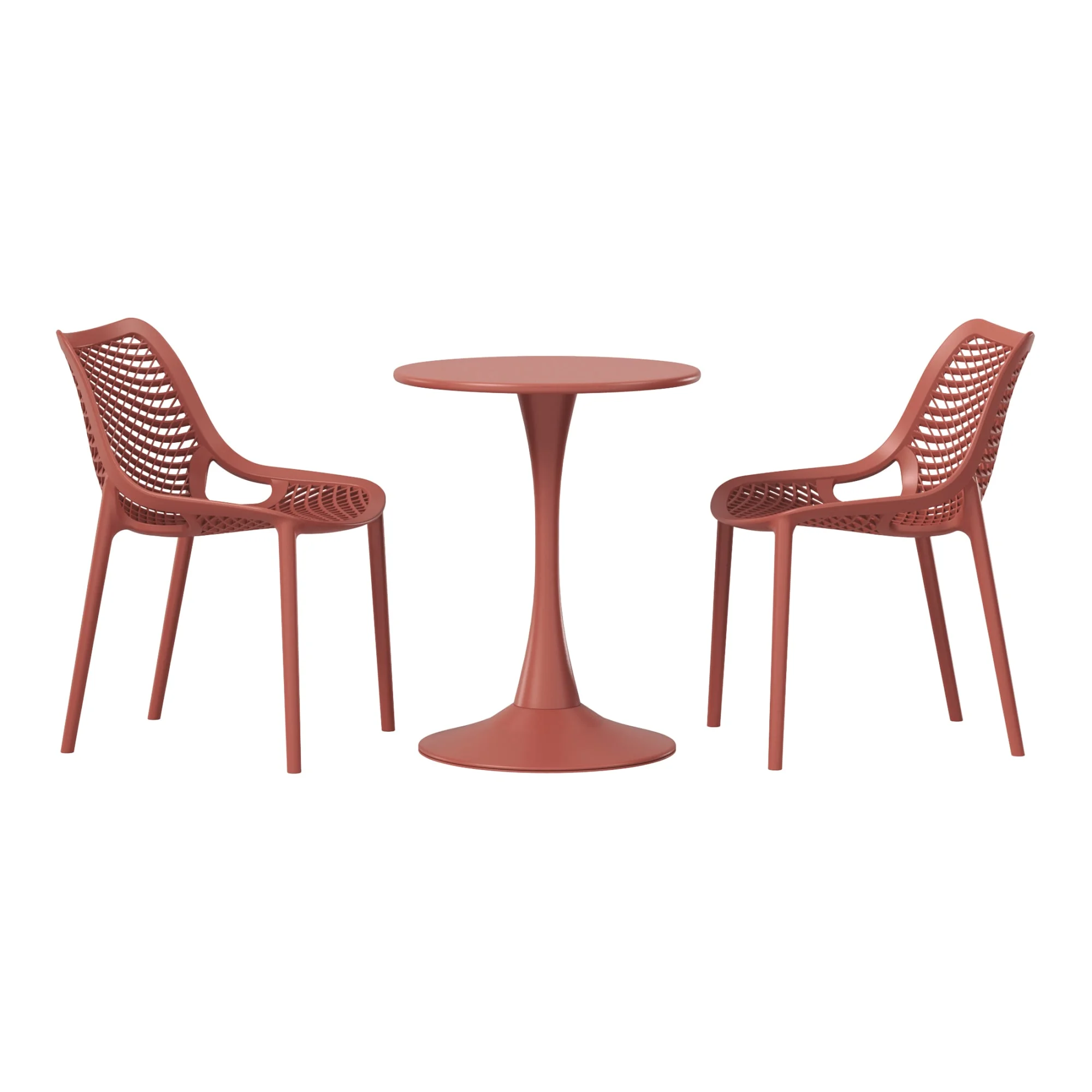 WestinTrends Playa 3-Piece Outdoor Round Metal Dining Table Set And Stackable Resin Patio Dining Side Chairs, Olive Green - Image 20