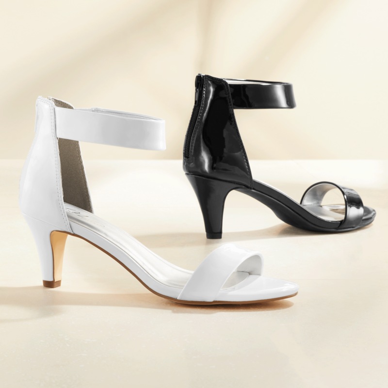 Midnight Velvet Faux-Patent Back-Zip Sandal - MIDNIGHT VELVET CATALOG