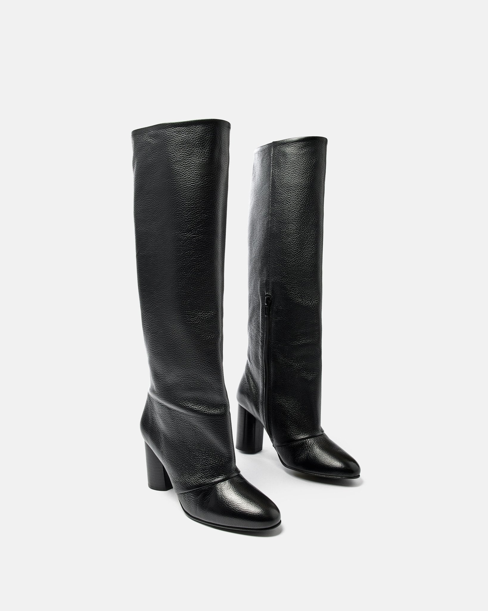 BOTTES AZENA/GR - En cuir grainé à talons noir