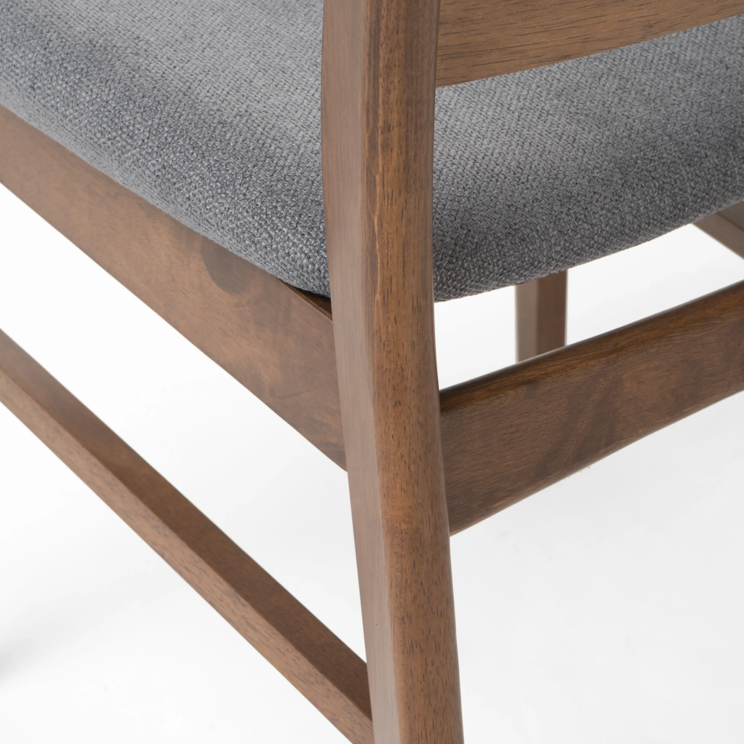 GDFSTUDIO Mid Century Modern Fabric Upholstered Rubberwood Dining Chairs, Set of 2, Dark Gray and Walnut - Image 6