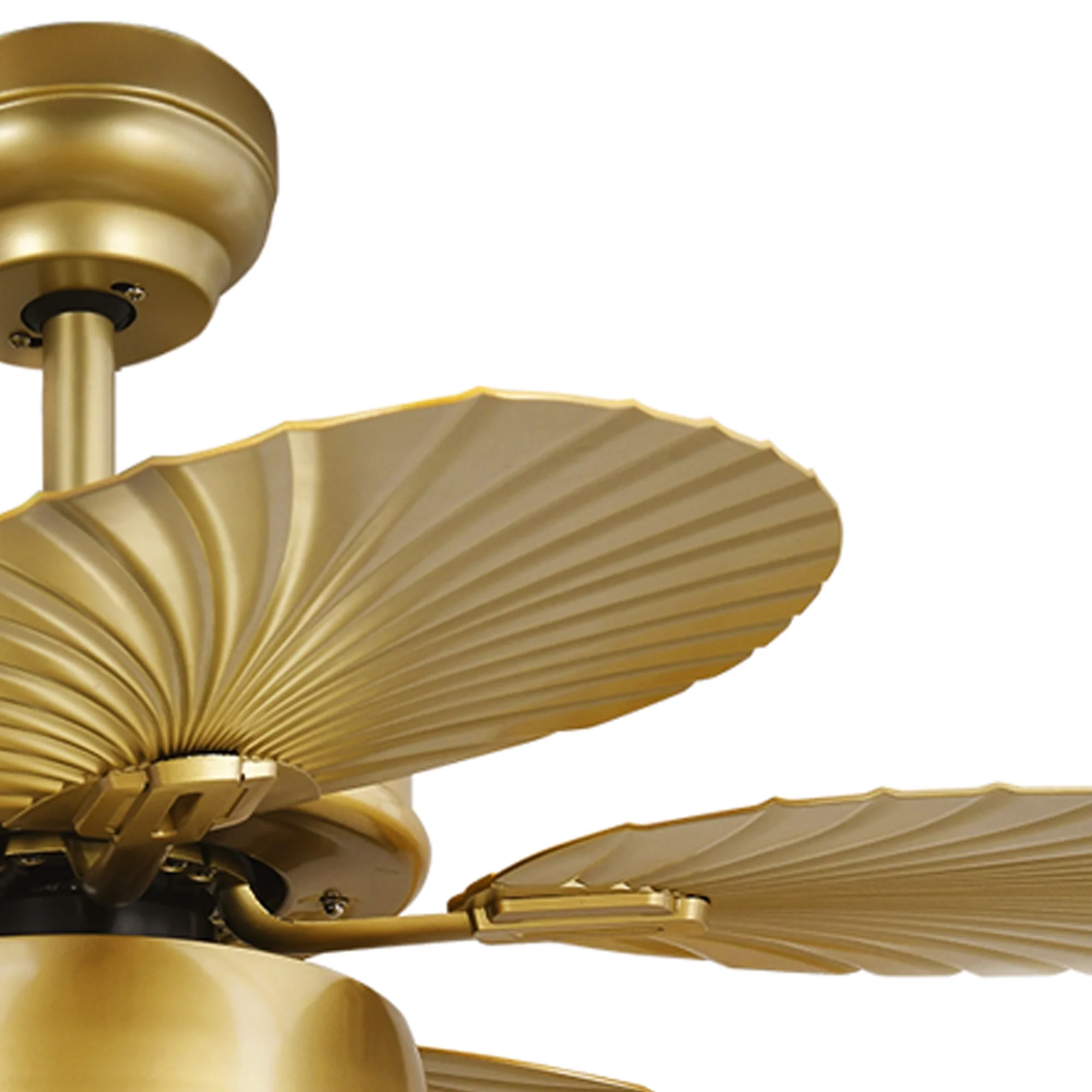 ModFusion 52" Gold Tropical Ceiling Fan with LED Light & Remote �C Palm Leaf Blades, Quiet Reversible DC Motor Indoor/Outdoor - Image 8