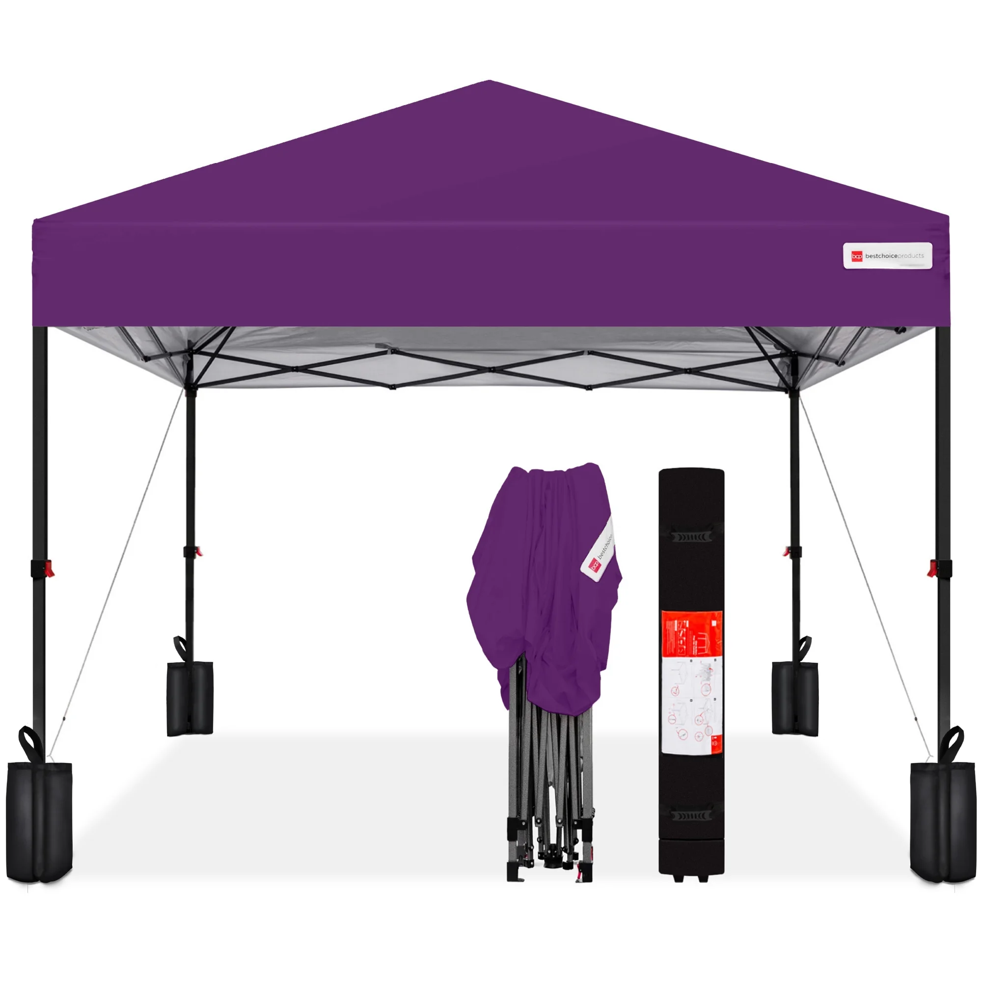 Best Choice Products 10x10ft Easy Setup Pop Up Canopy w/ 1-Button Setup, Wheeled Case, 4 Weight Bags - White - Image 182