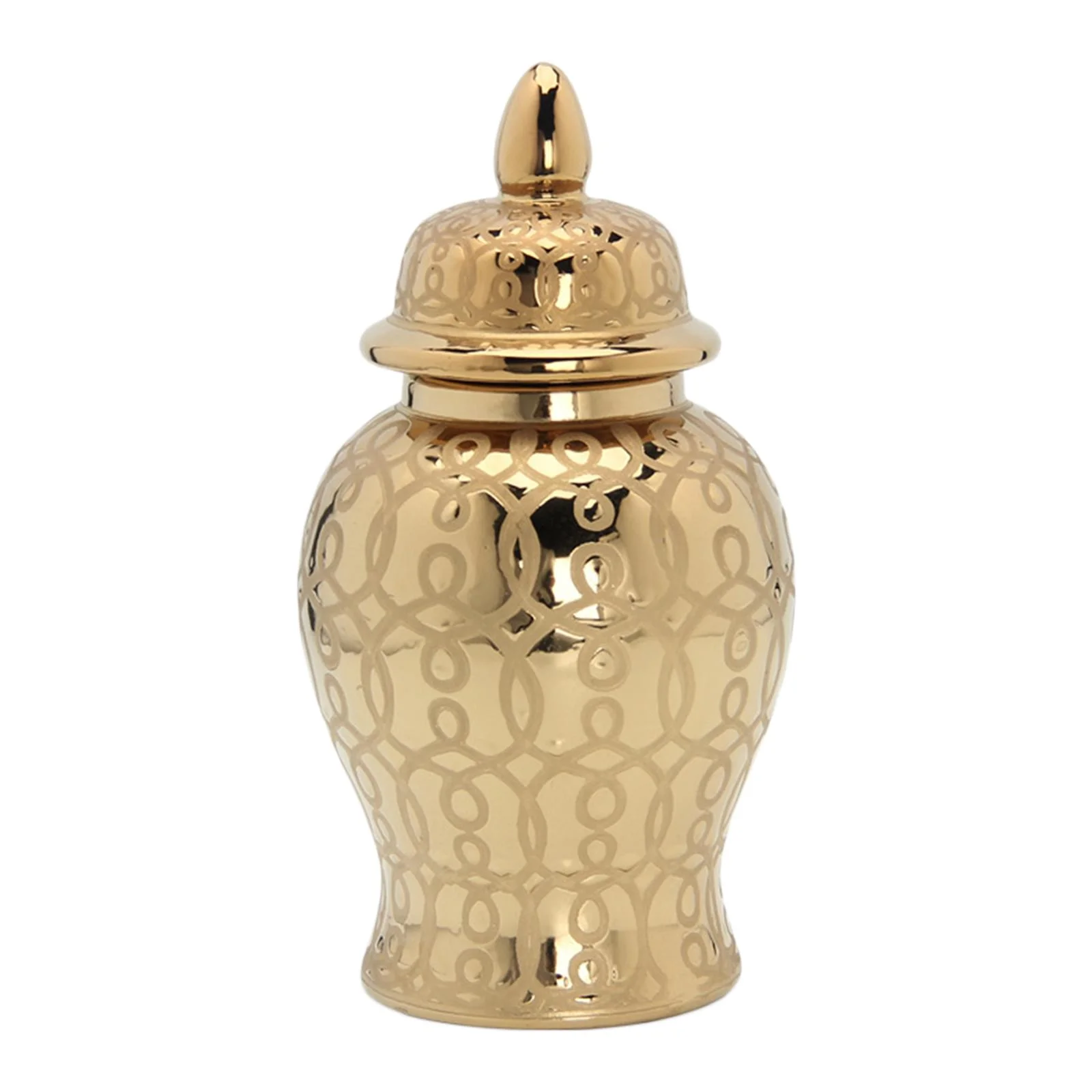 Light Ginger Jar With Lid Storage Jar Centerpiece Home Decor Floral Arrangement Vase Containers Handicraft 31x15CM