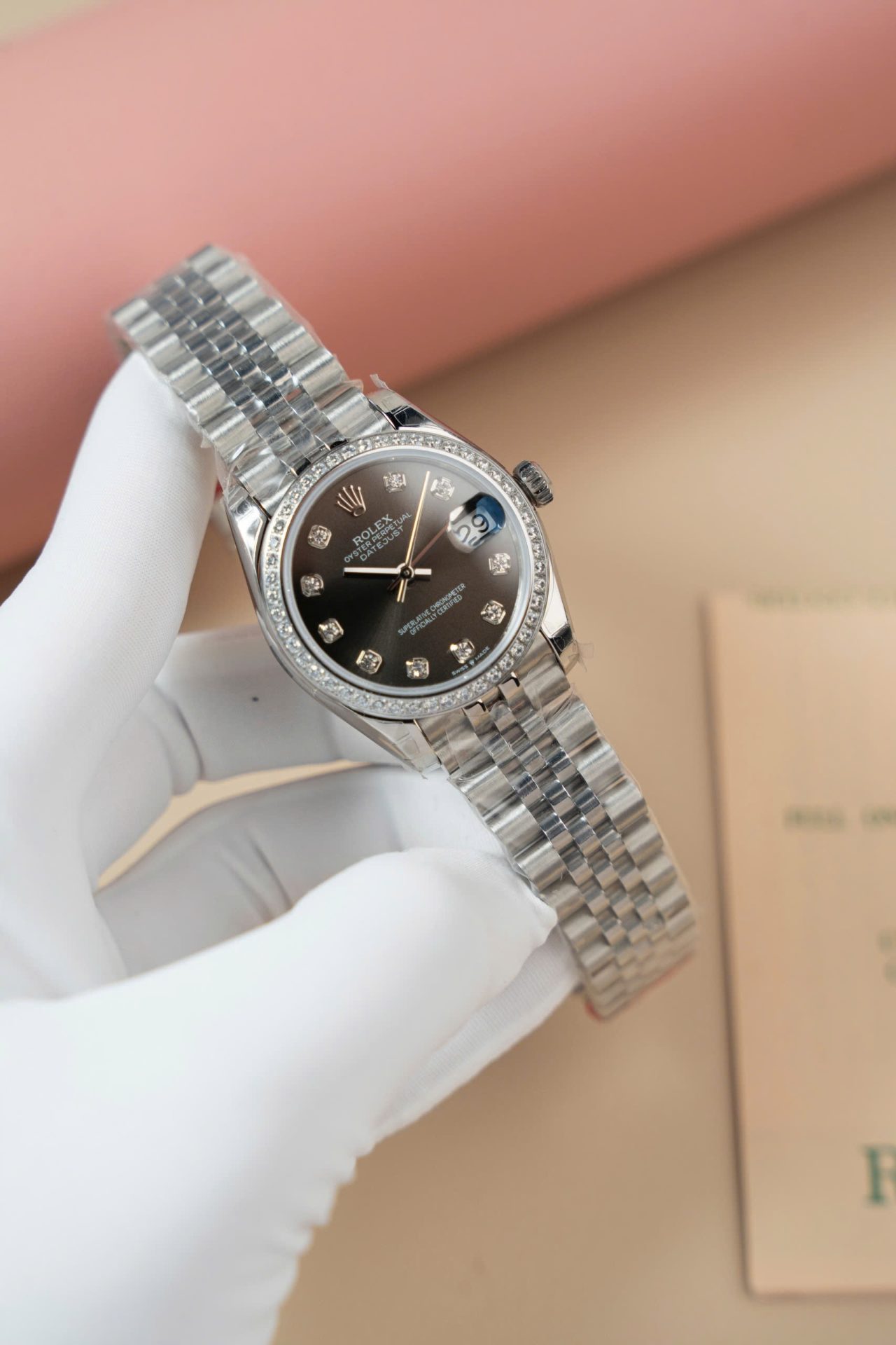 Rolex DateJust Lady Clone Watch Gray Dial Jubilee Strap 31mm - Elite Watch Atelier