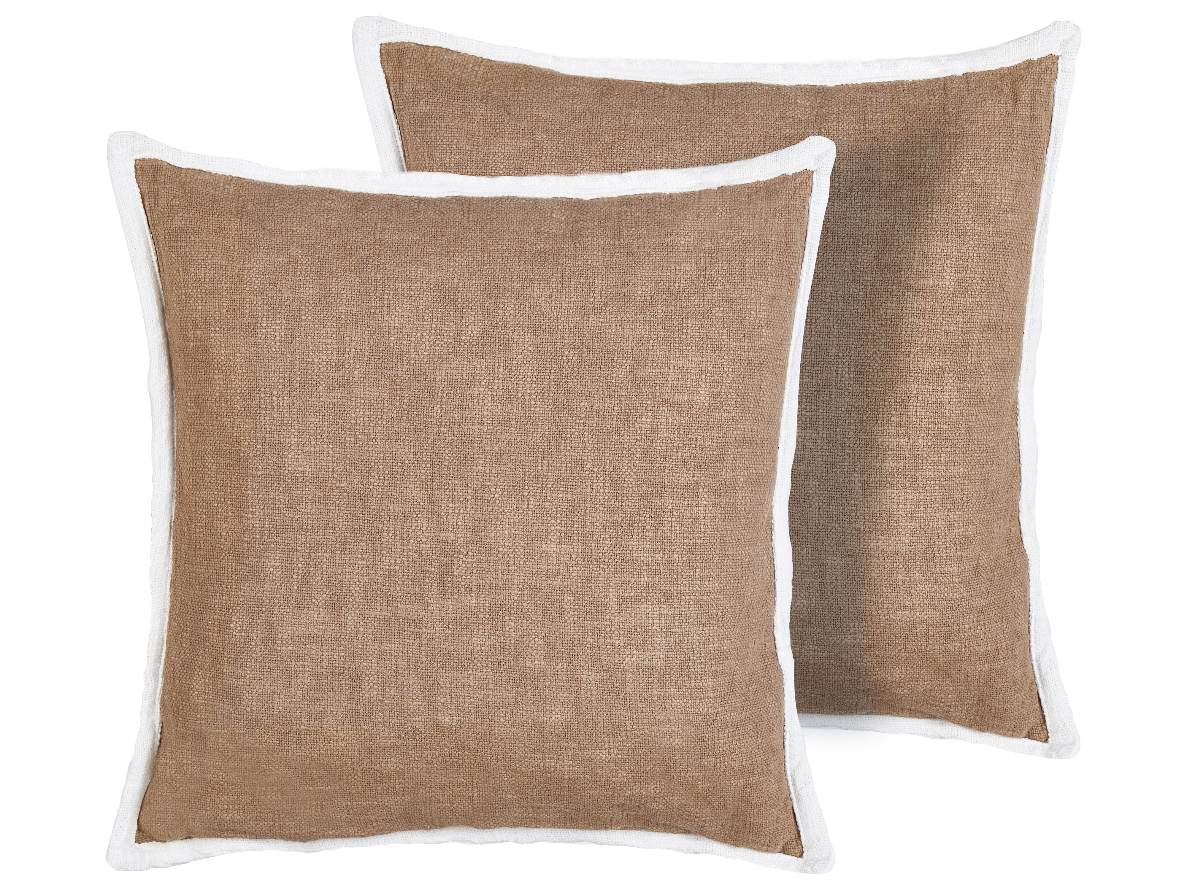 Set of 2 Decorative Cushions IANTHE Cotton 45 x 45 cm Brown Solid