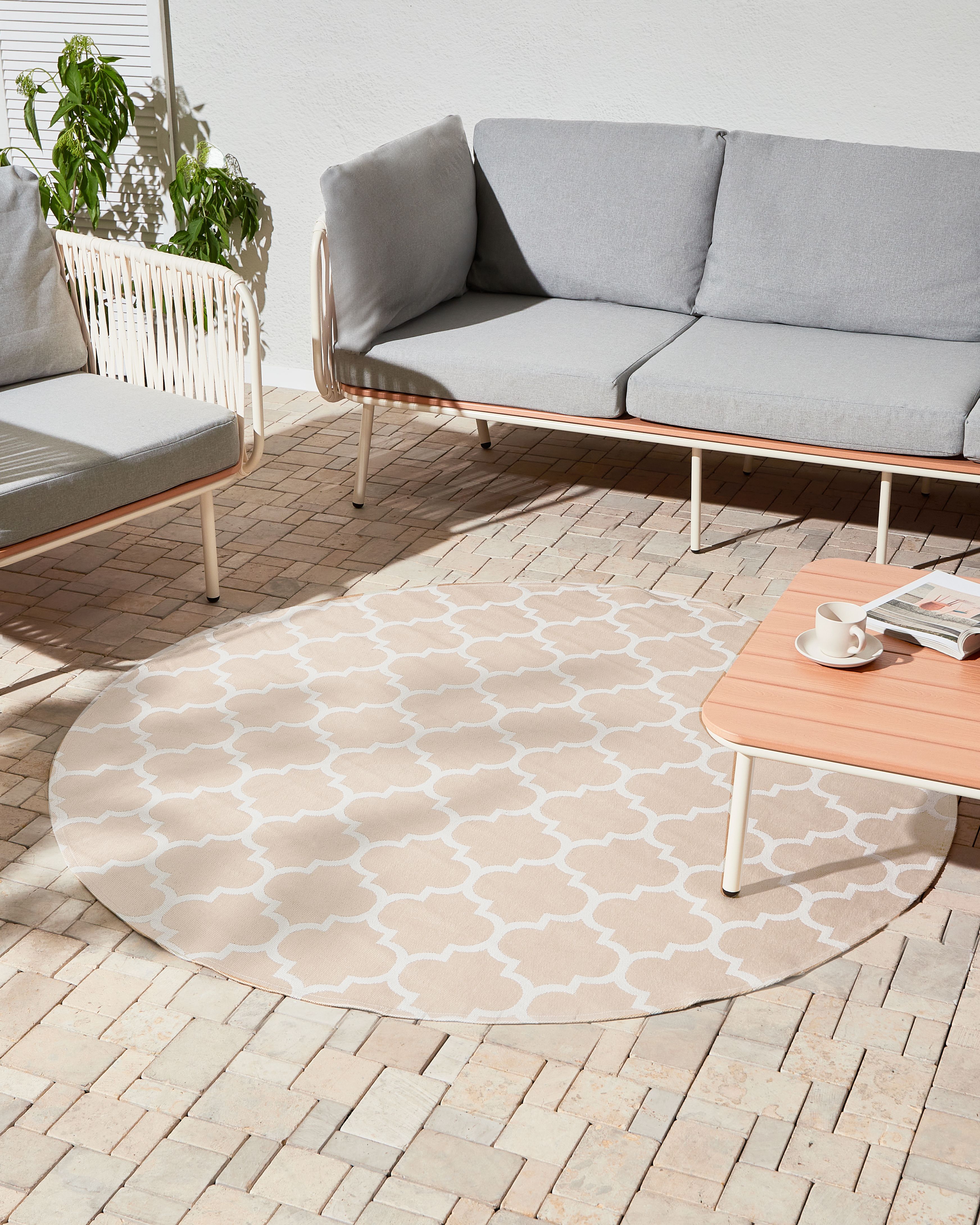 Outdoor Rug MOSORE Beige ø 160 cm