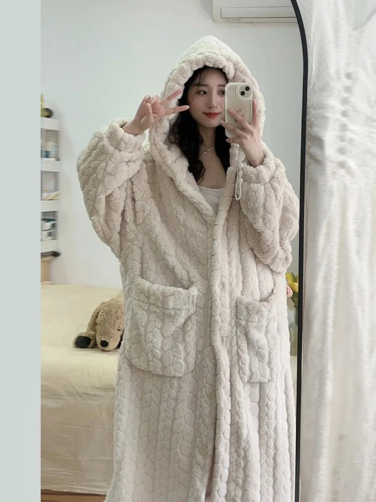 WarmHug - Pluche Badjas met Capuchon - Luxe en Comfortabele Damesbadjas