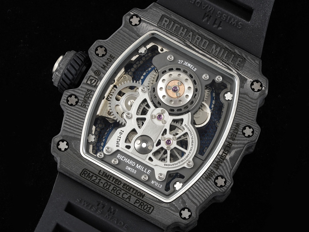 Swiss Richard Mille RM 21-01 Replica Tourbillon Aerodyne Carbon Tpt Watch For Men – High-End Skeleton Dial - Elite Watch Atelier