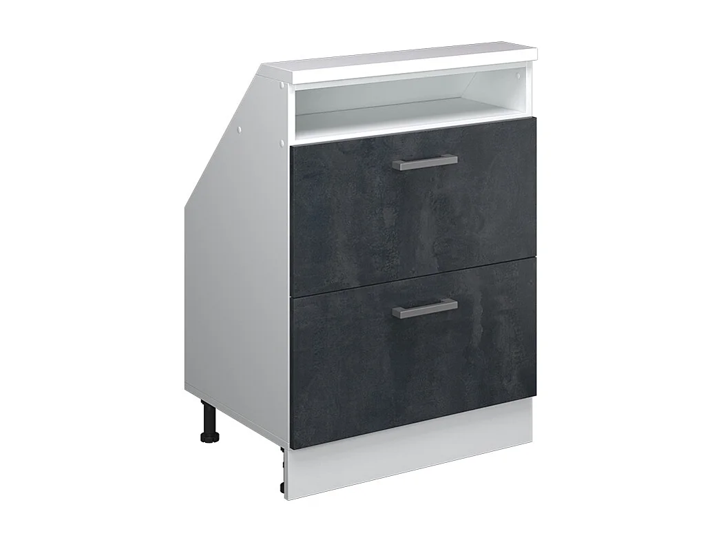 Meuble de rangement sous pente noir béton/blanc 60x46x81.6 rion