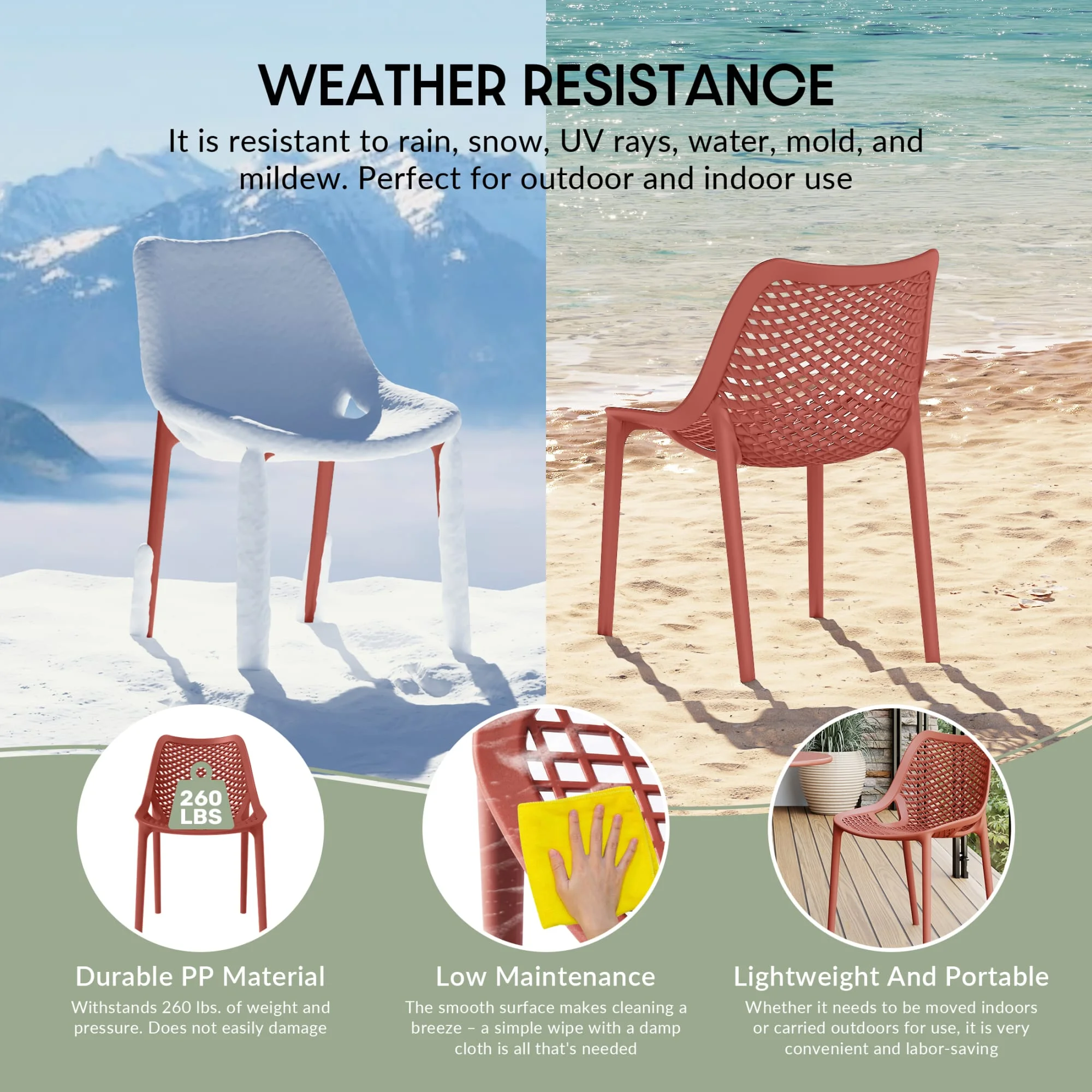 WestinTrends Playa 3-Piece Outdoor Round Metal Dining Table Set And Stackable Resin Patio Dining Side Chairs, Olive Green - Image 18