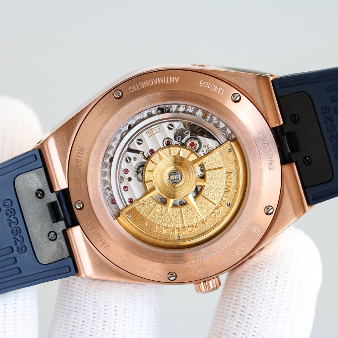 Fake Vacheron Constantin Replica Watches Overseas perpetual calendar ultra-thin Boutique Exclusive 41.5 MM PINK GOLD 4300V/220R-B509(1:1 replica) - Elite Watch Atelier