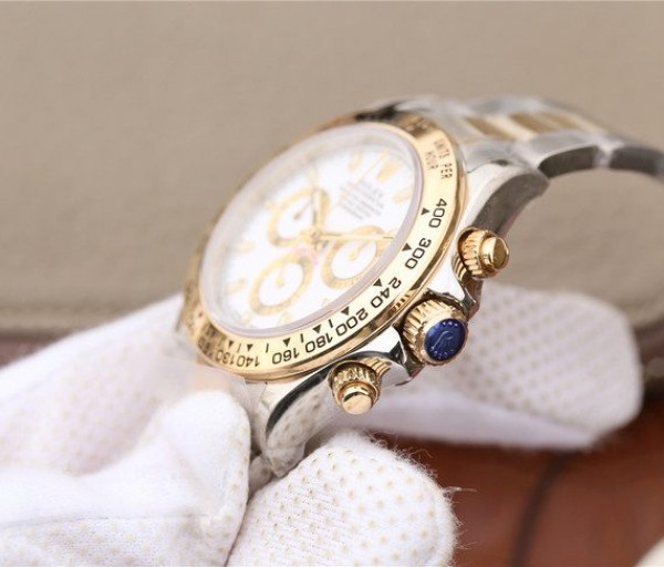 Replica Rolex Daytona 116523 Thick YG Wrapped White Dial Bracelet A7750 - Top club