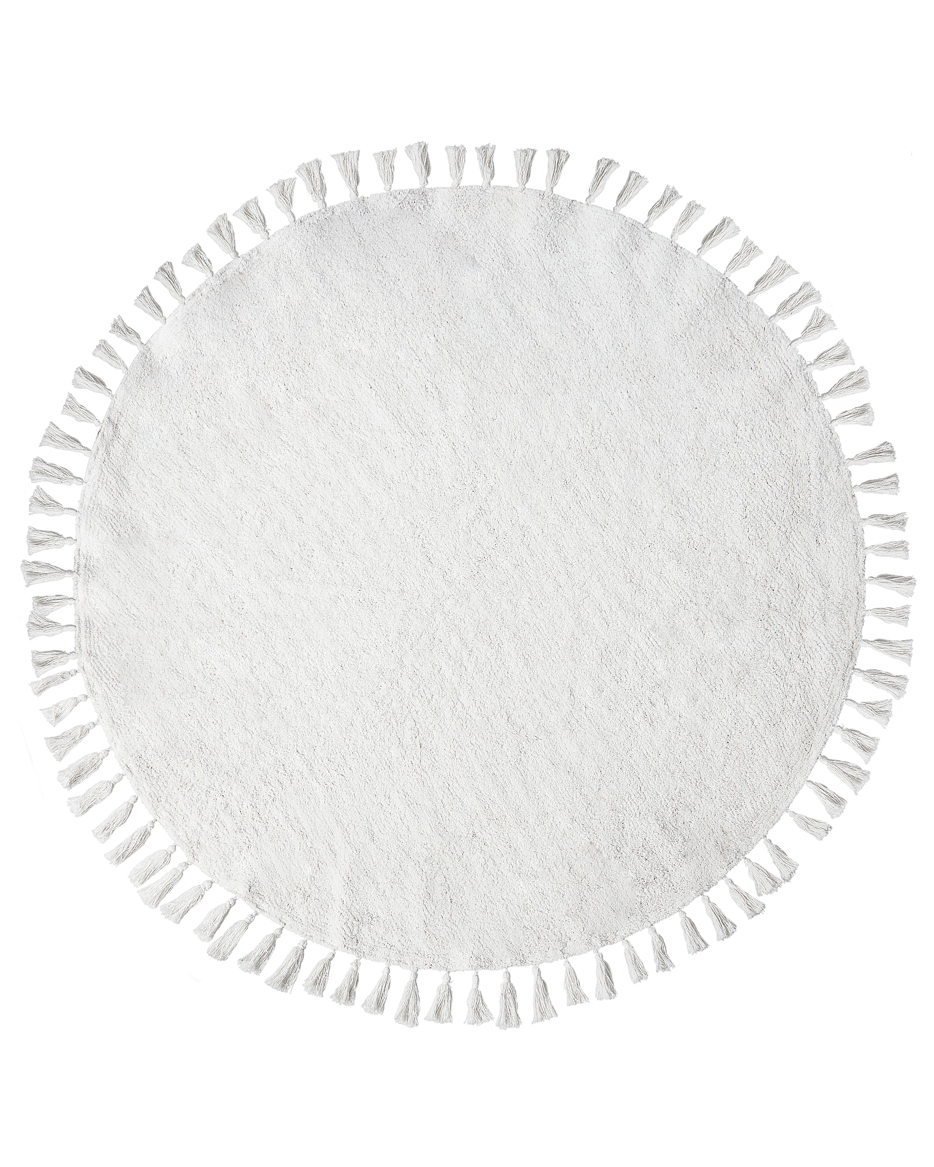 Rug MITSOBI White ø 120 cm Cotton