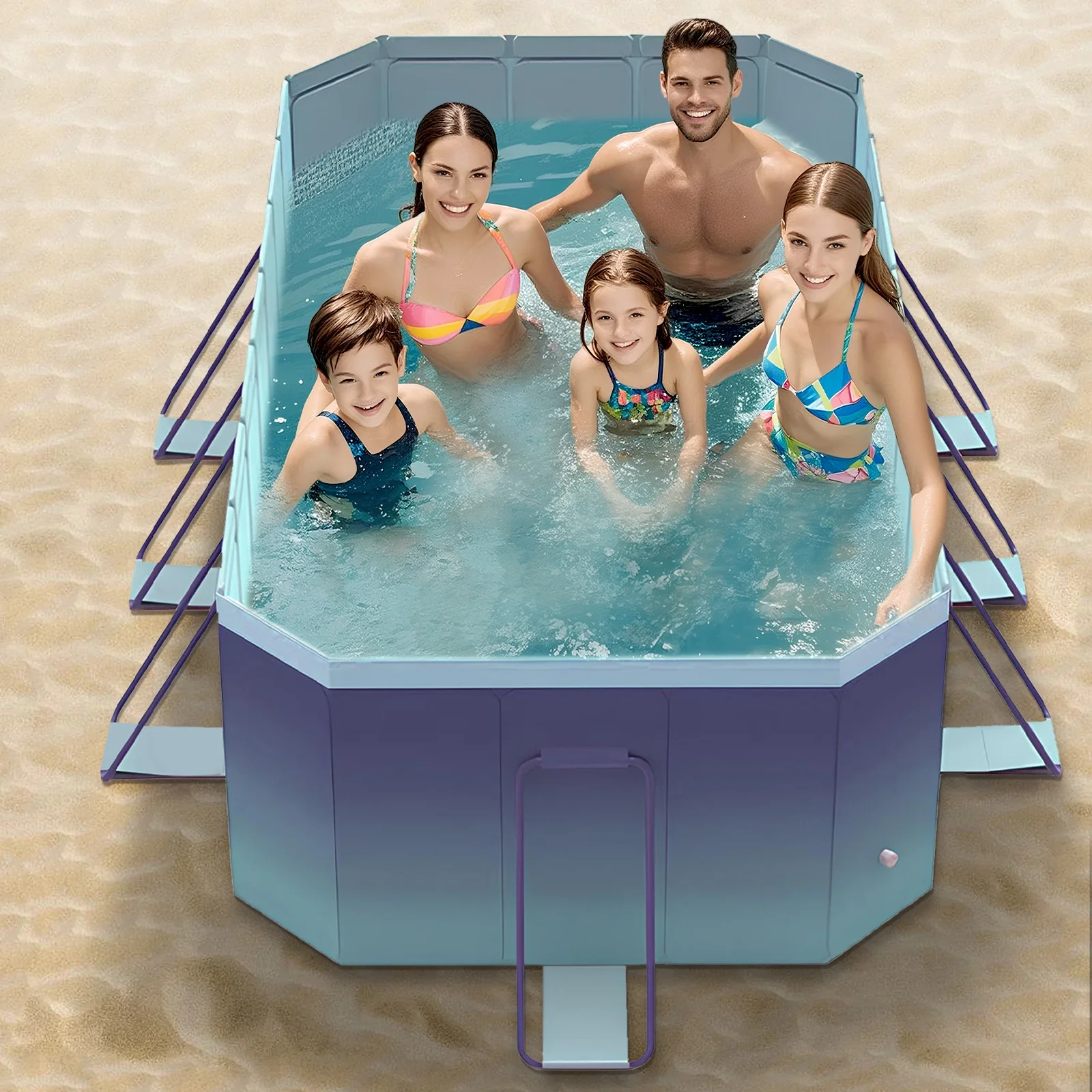 Foldable Swimming Pool, Large Non-Inflatable Outdoor Pools for Kids Adults Above Ground Pools, 116in - Image 6