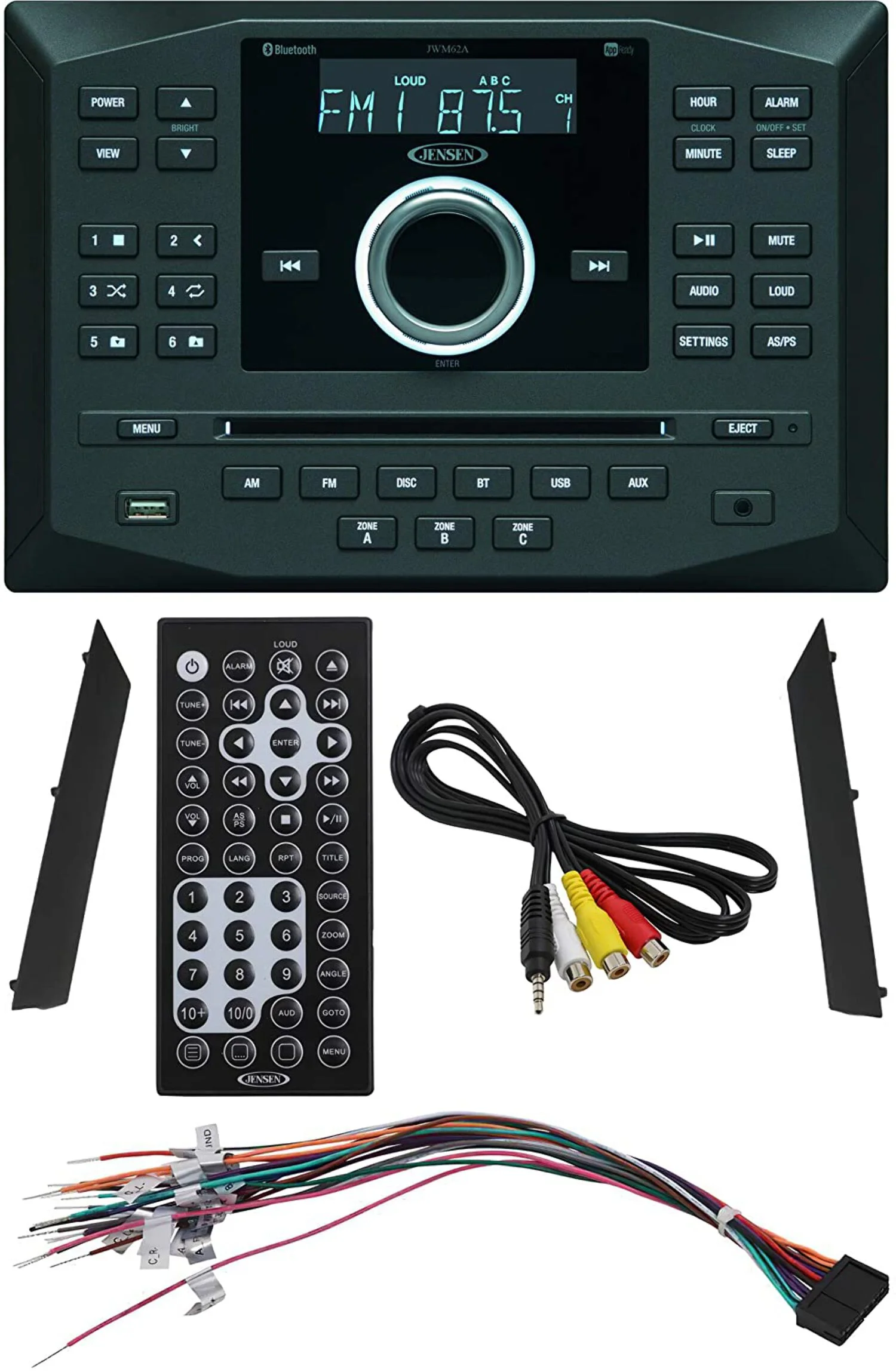 Jensen Jwm62a Am Fm Dvd Cd Usb Aux App Ready Bluetooth Wallmount Stereo W/ App - Image 3