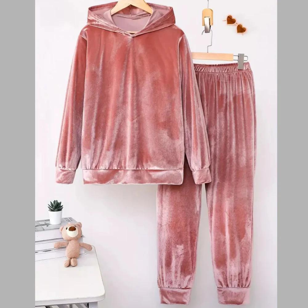 Full Size Velvet Hoodie and Pants Set Plus Size - ZKZOOK