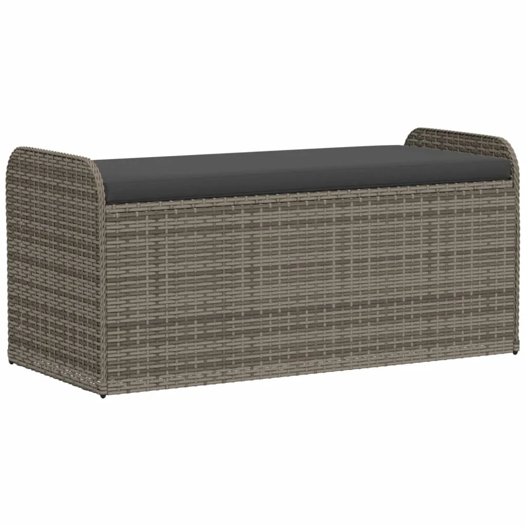 vidaXL Storage Bench with Cushion Outdoor Garden Seat Furniture Poly Rattan - Image 5