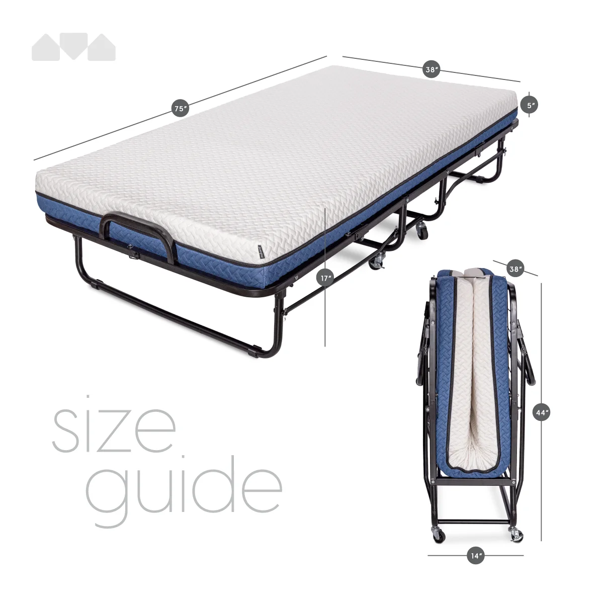 Milliard Diplomat Adjustable Size Modern Folding Bed with Memory Foam Mattress - Image 24