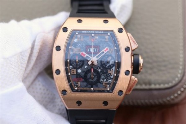 Replica Richard Mille RM011 Felipe Massa Chrono RG Skeleton Dial Black Inner Bezel Black Rubber Strap A7750 - Top club