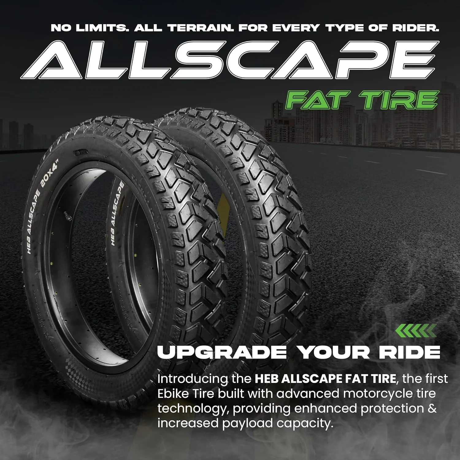 HEB ALLSCAPE Heavy Duty 20x4 Bike Tire + Tube - Includes 2 Tires for Optimal Performance - Image 14