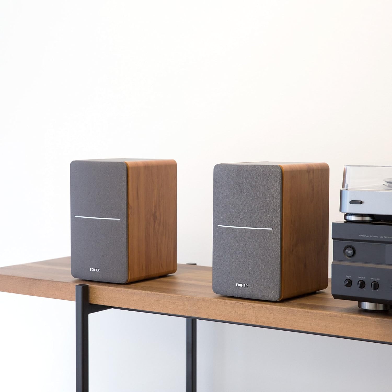 Edifier P12 Passive Bookshelf Speaker - 2-Way Speakers with Built-in Wall-Mount Bracket - Wood Color, Pair - Needs Amplifier or Receiver to Operate