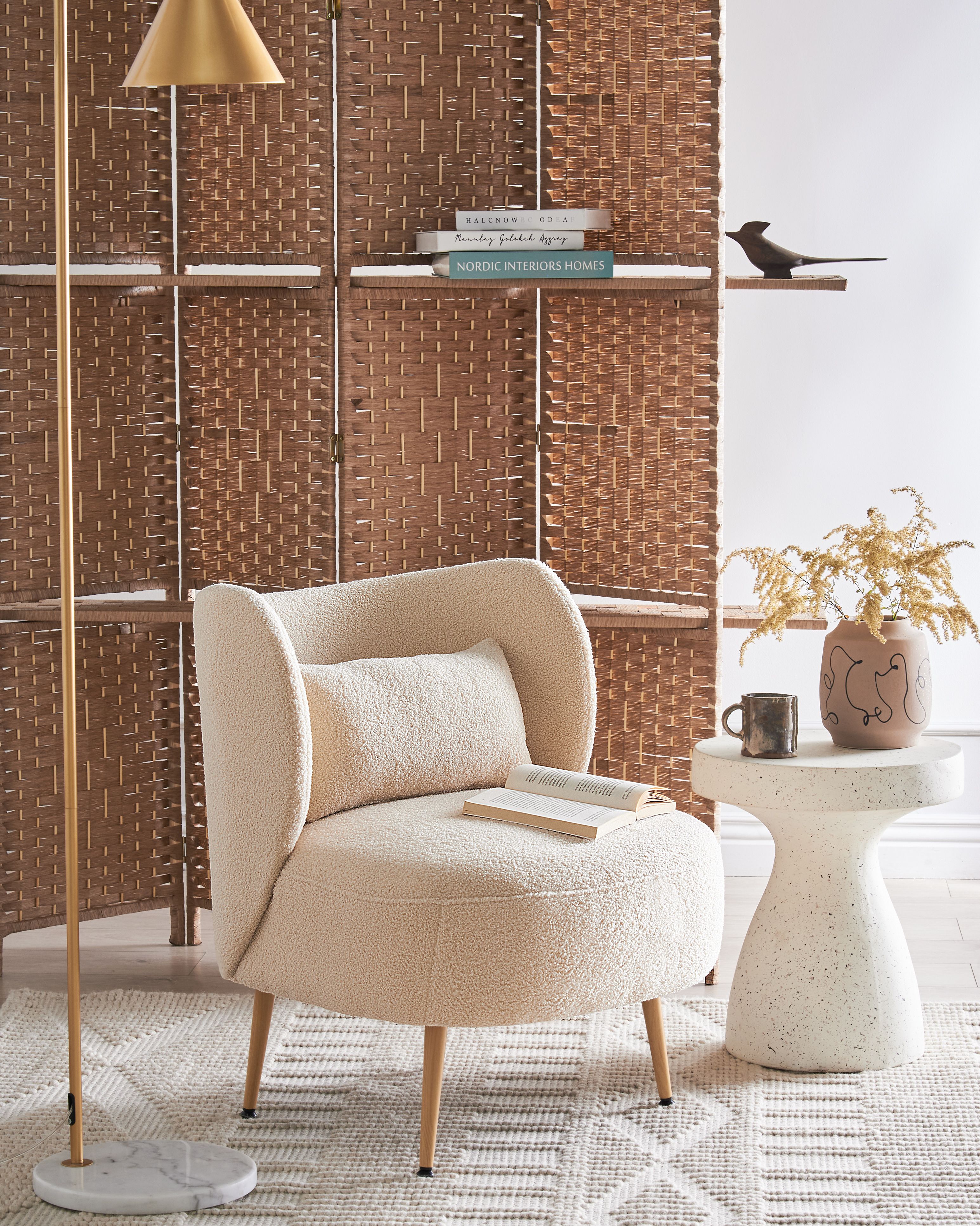 Armchair OTSBY II with Cushion Boucle Beige