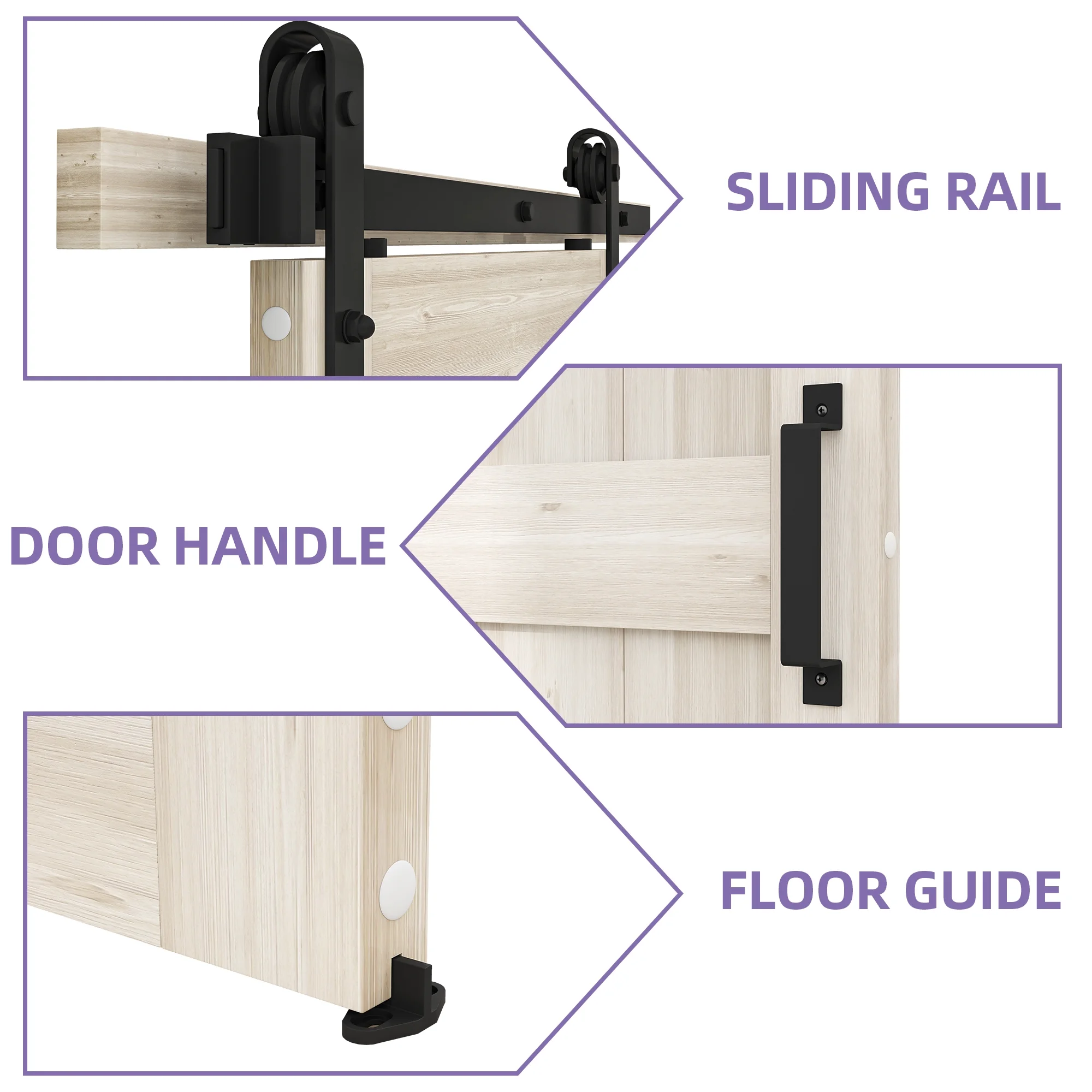 Uforic 48" x 84" Silding Barn Door,with Hardware Kit Rail,and Handle,Pulleys, Gray - Image 14