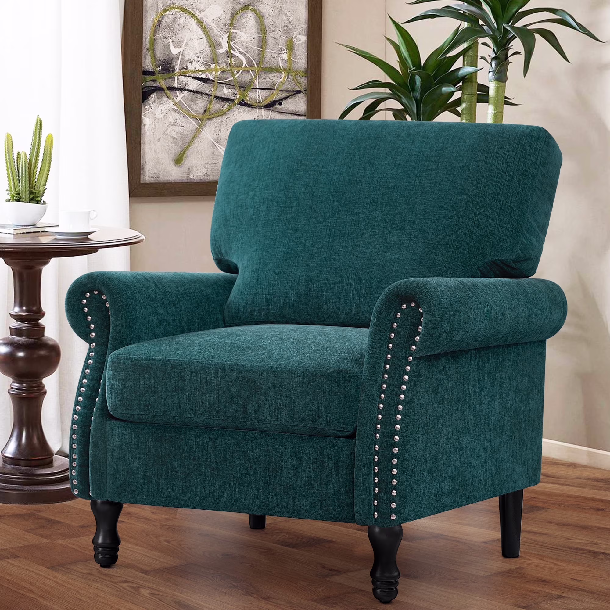 COOLHUT Modern Accent Chair Armchair, Linen Fabric Upholstered Comfy Single Sofa with Solid Wood Frame for Living Room, Gray - Image 5