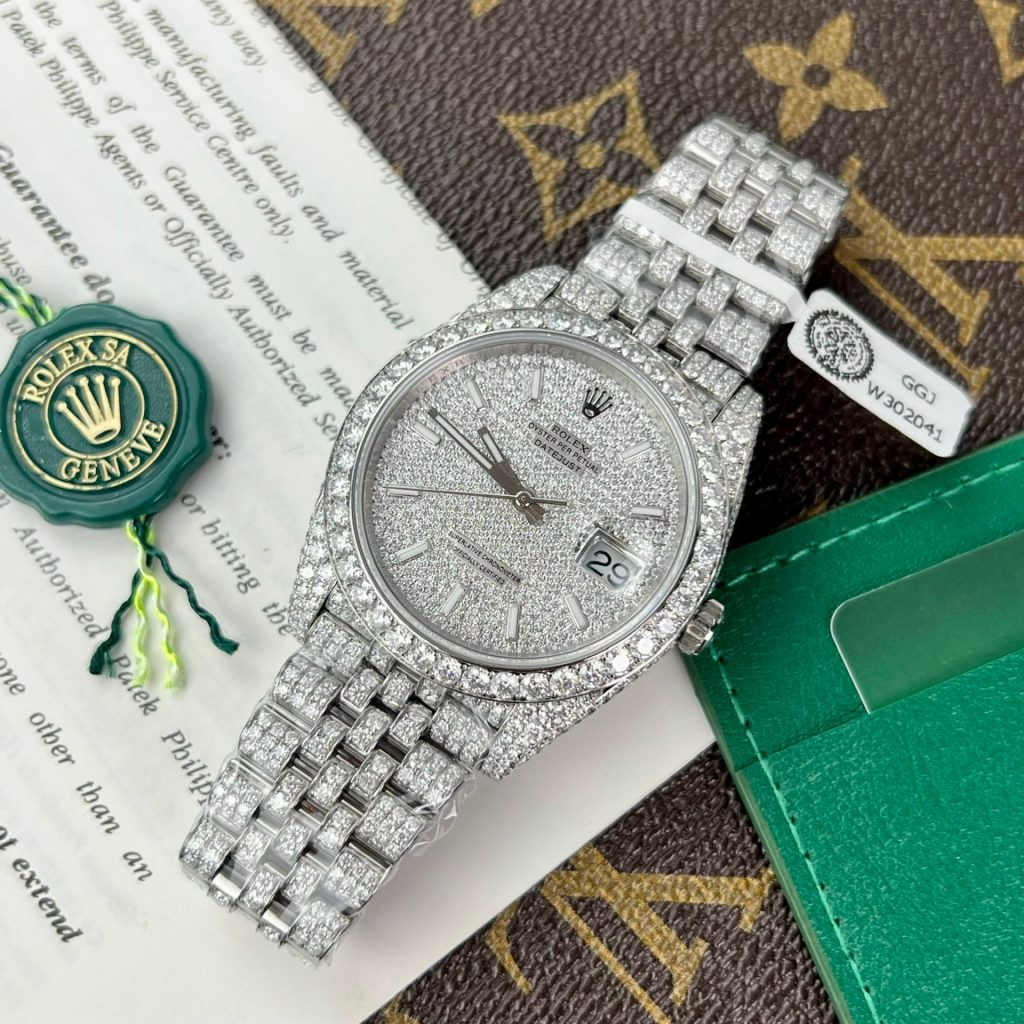 Rolex Replica Watch DateJust Custom Full Diamonds Moissanite 41mm - Elite Watch Atelier