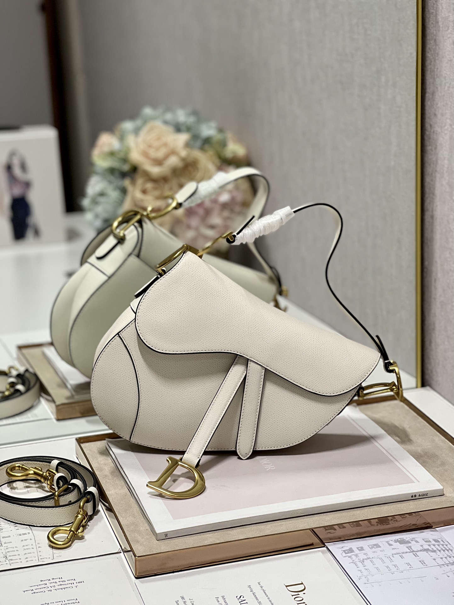 Dior Christian Saddle Bag With Strap White For Women 10in/25.5cm1:1High-quality replica